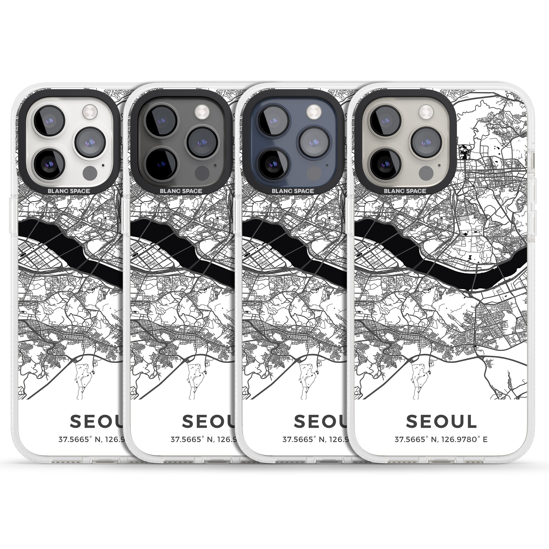 Map of Seoul, South Korea iPhone 15 Pro Max / 15 Pro / 14 Pro Max / 14 Pro / 13 Pro Clear Case Impact Air - Blanc Space