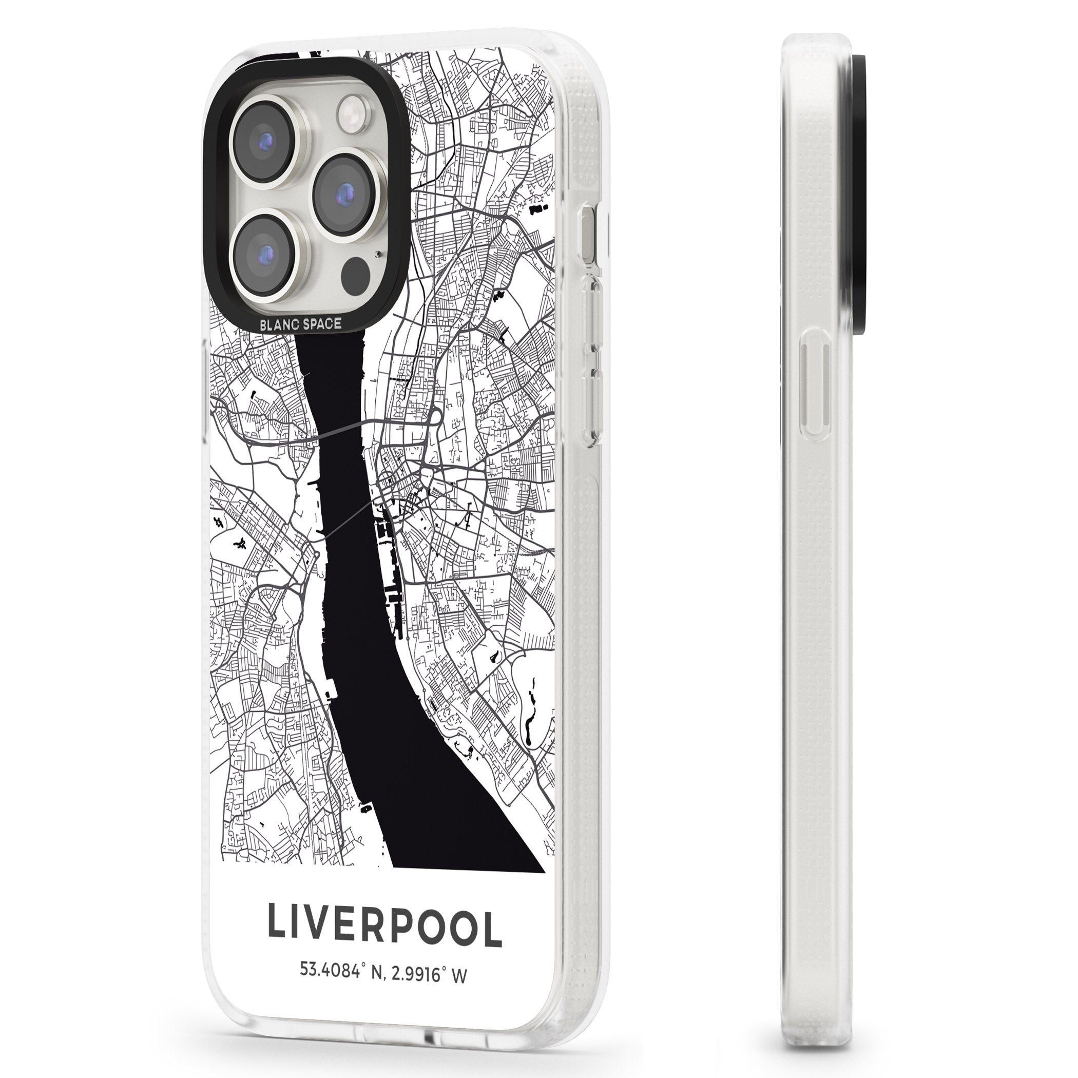 Map of Liverpool, England iPhone 15 Pro Max / 15 Pro / 14 Pro Max / 14 Pro / 13 Pro Clear Case Impact Air - Blanc Space