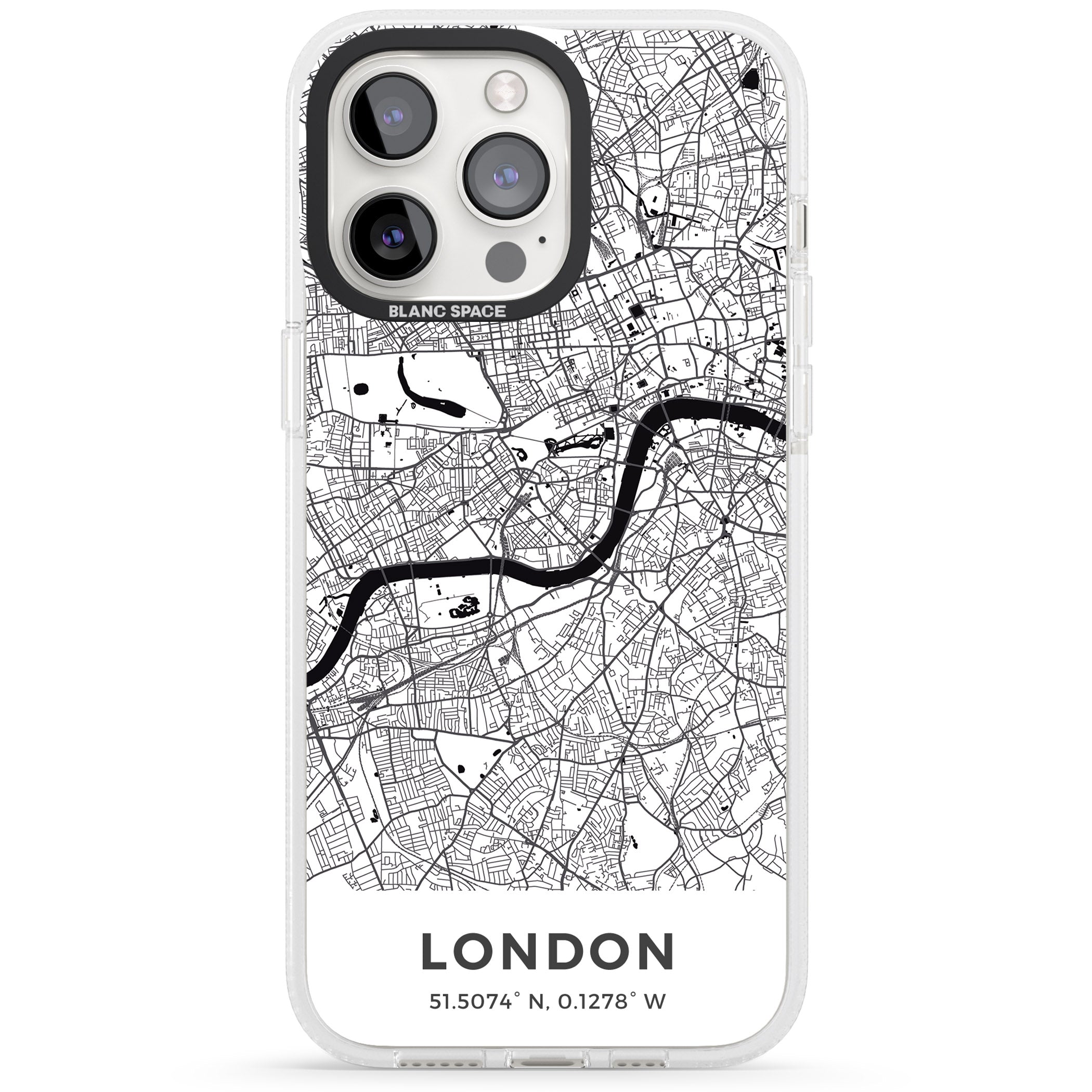Map of London, England iPhone 15 Pro Max / 15 Pro / 14 Pro Max / 14 Pro / 13 Pro Clear Case Impact Air - Blanc Space