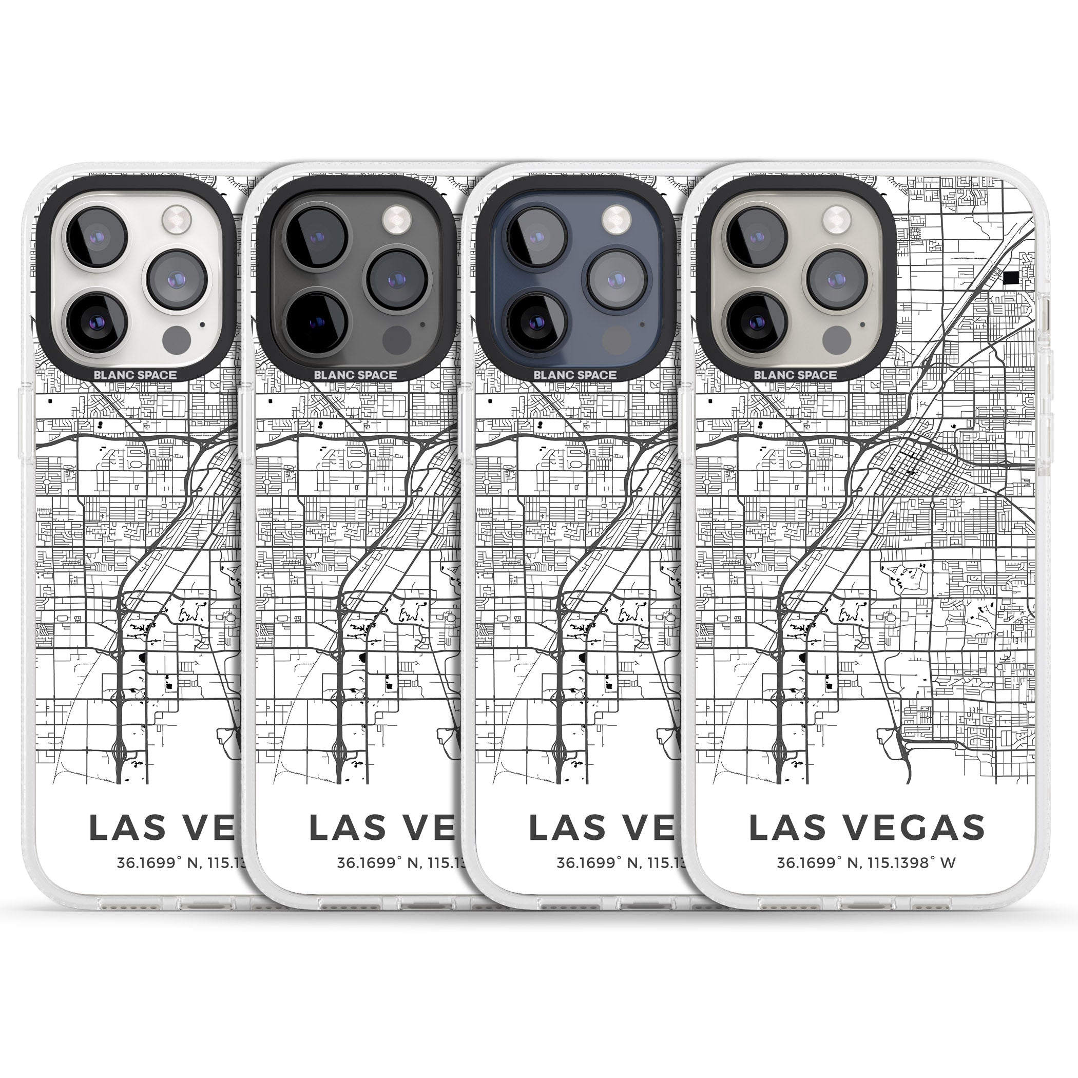 Map of Las Vegas, Nevada iPhone 15 Pro Max / 15 Pro / 14 Pro Max / 14 Pro / 13 Pro Clear Case Impact Air - Blanc Space