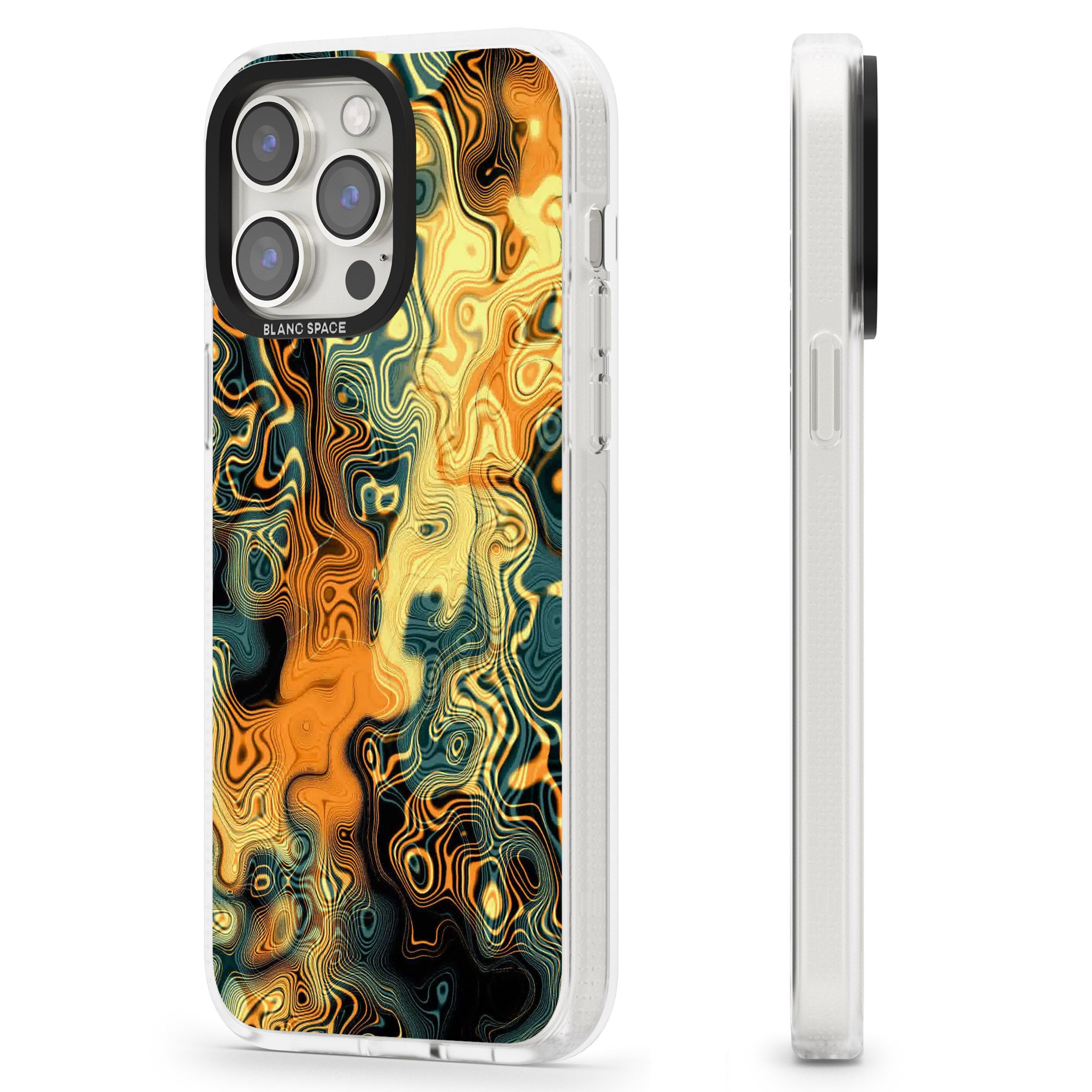 Gold Green Marble iPhone 15 Pro Max / 15 Pro / 14 Pro Max / 14 Pro / 13 Pro Clear Case Impact Air - Blanc Space