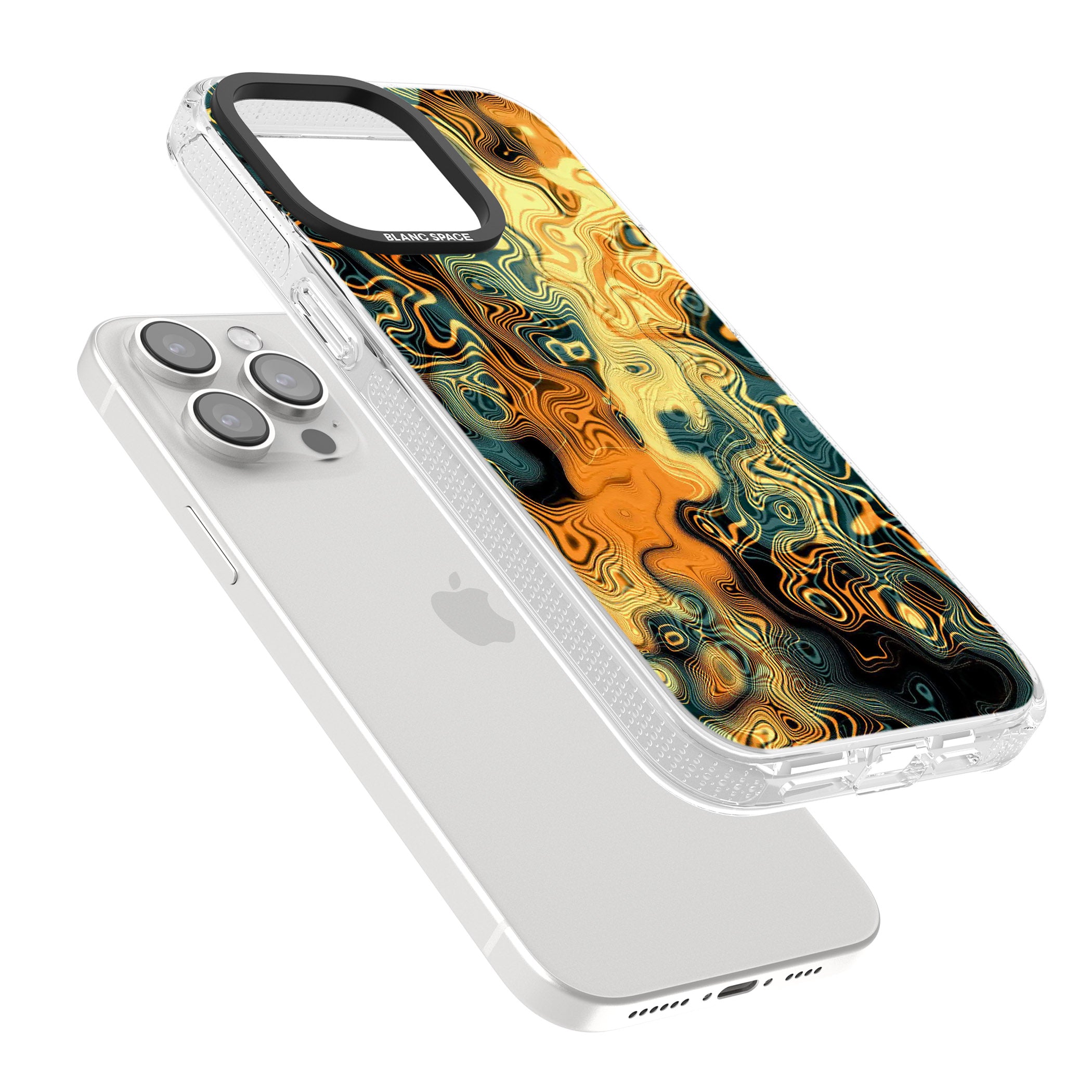 Gold Green Marble iPhone 15 Pro Max / 15 Pro / 14 Pro Max / 14 Pro / 13 Pro Clear Case Impact Air - Blanc Space