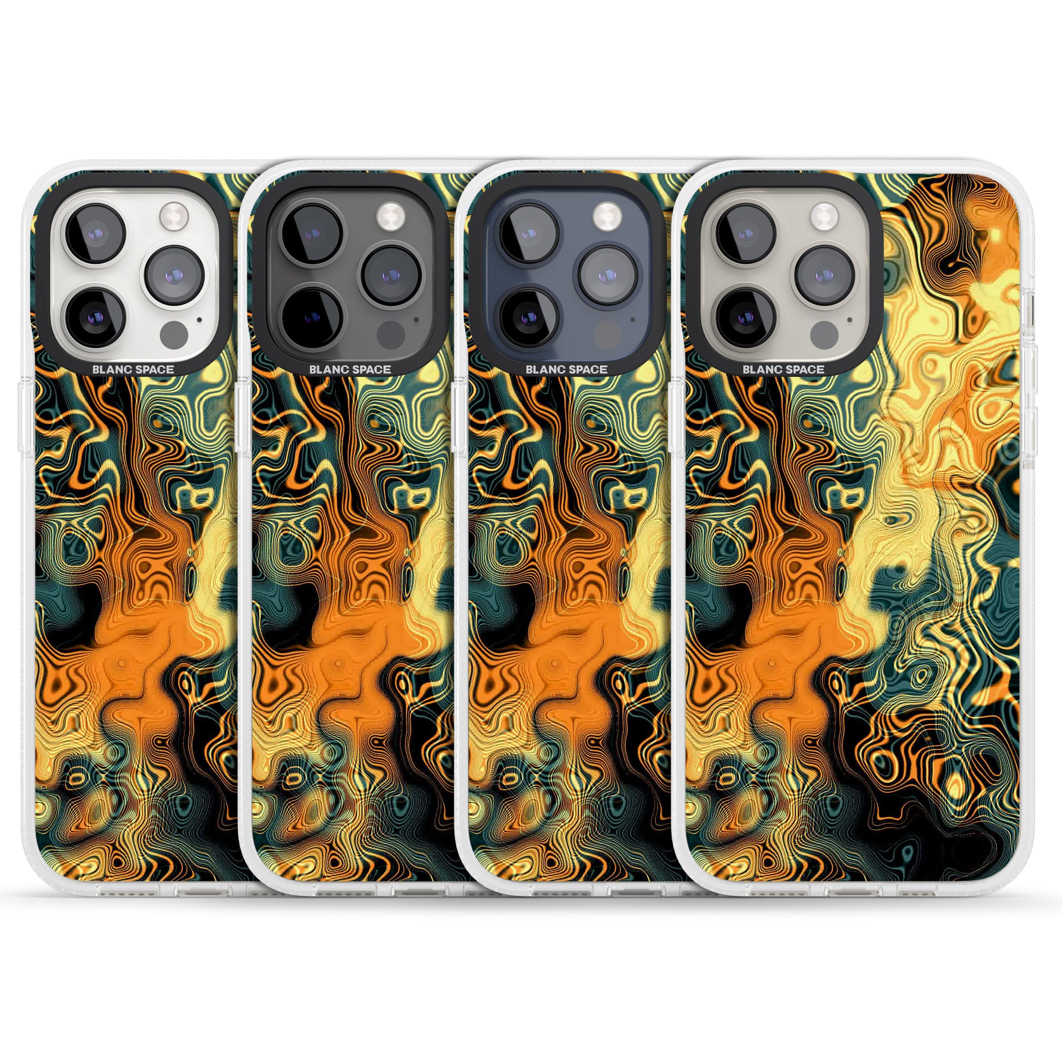 Gold Green Marble iPhone 15 Pro Max / 15 Pro / 14 Pro Max / 14 Pro / 13 Pro Clear Case Impact Air - Blanc Space