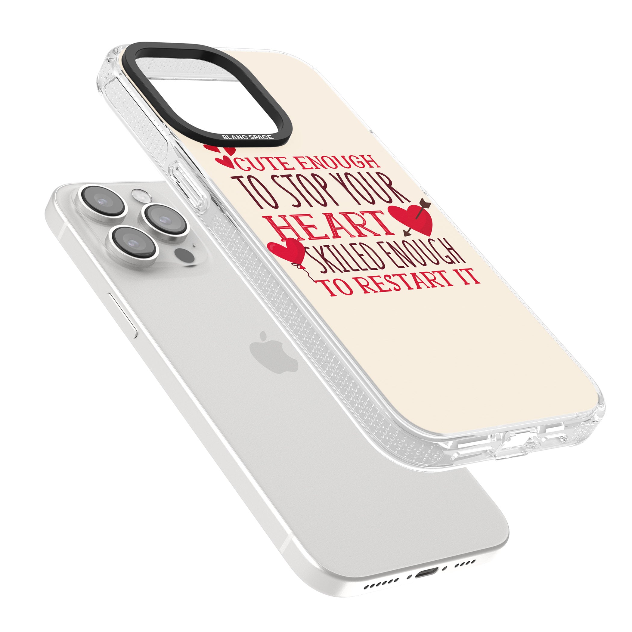 Medical Design Cute Enough to Stop Your Heart iPhone 15 Pro Max / 15 Pro / 14 Pro Max / 14 Pro / 13 Pro Clear Case Impact Air - Blanc Space