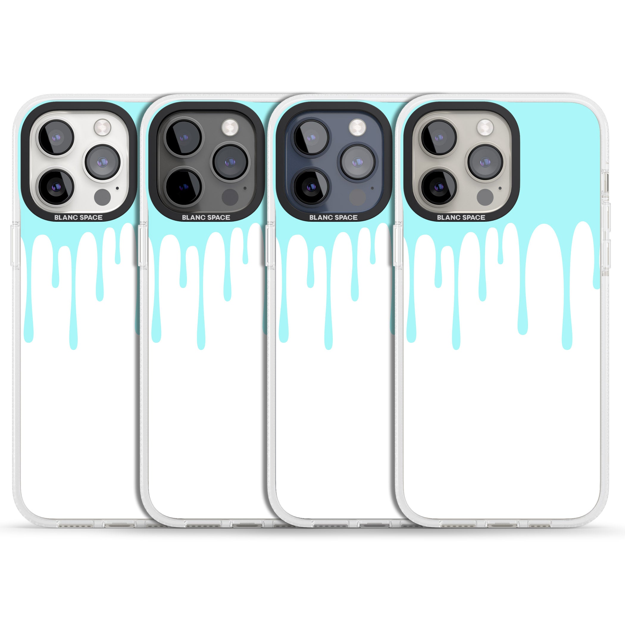 Melted Effect: Teal & White iPhone 15 Pro Max / 15 Pro / 14 Pro Max / 14 Pro / 13 Pro Clear Case Impact Air - Blanc Space