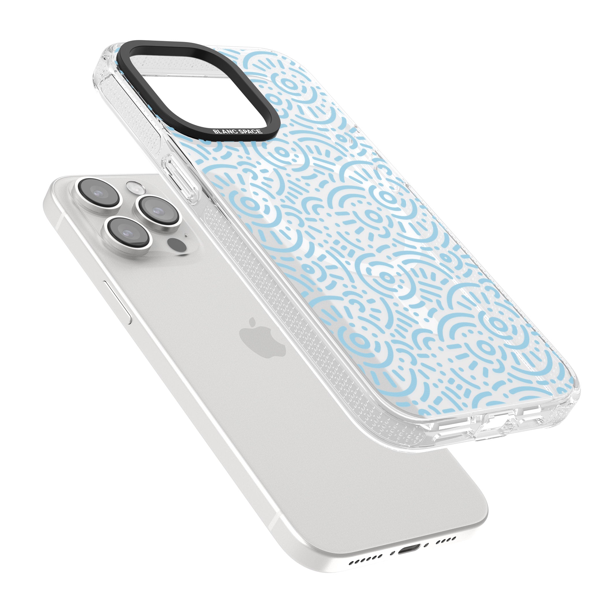 Light Blue Pattern Memphis Retro Pattern Design iPhone 15 Pro Max / 15 Pro / 14 Pro Max / 14 Pro / 13 Pro Clear Case Impact Air - Blanc Space