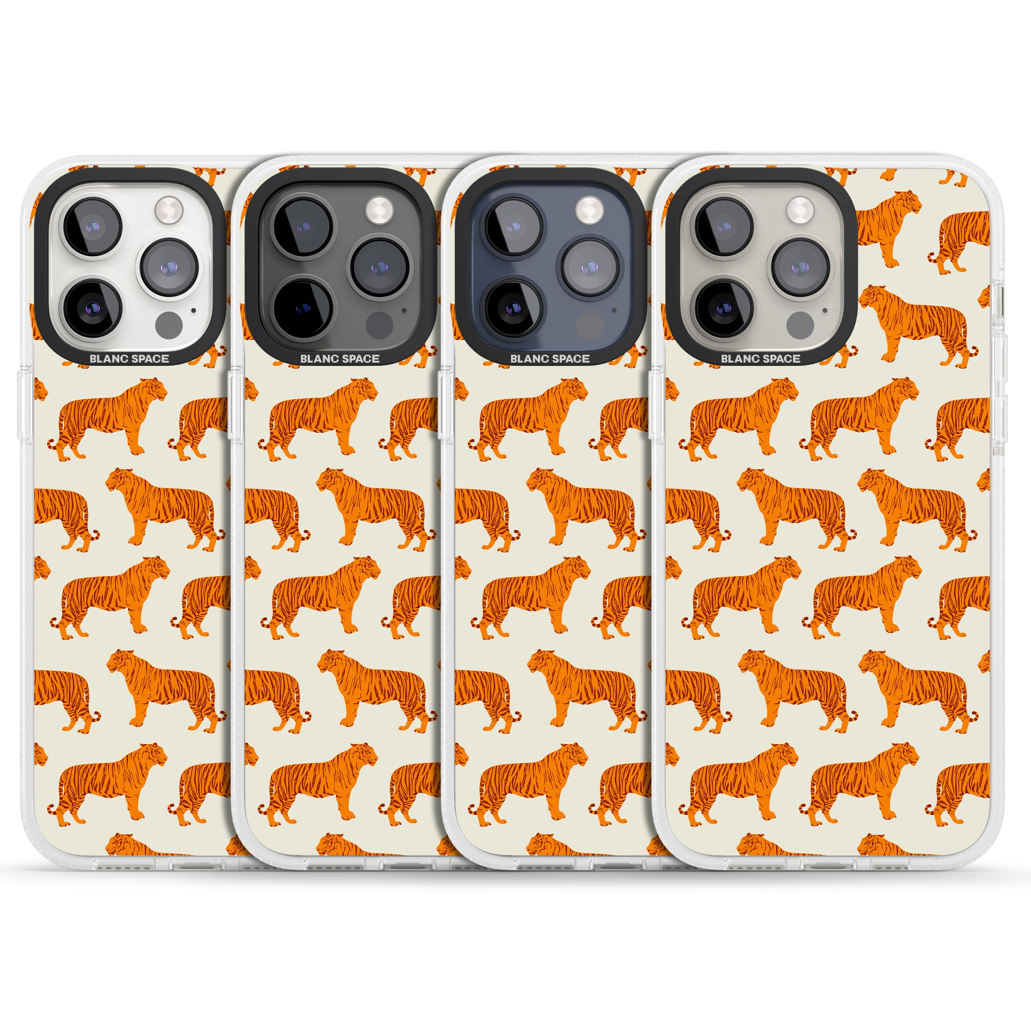 Trendy Tiger Patterns Tigers On Khaki iPhone 15 Pro Max / 15 Pro / 14 Pro Max / 14 Pro / 13 Pro Clear Case Impact Air - Blanc Space