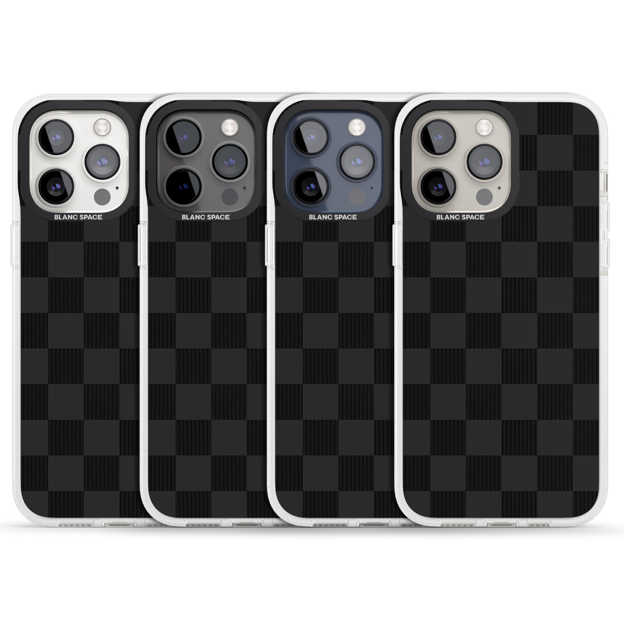 BLACK CHECKERED iPhone 15 Pro Max / 15 Pro / 14 Pro Max / 14 Pro / 13 Pro Clear Case Impact Air - Blanc Space