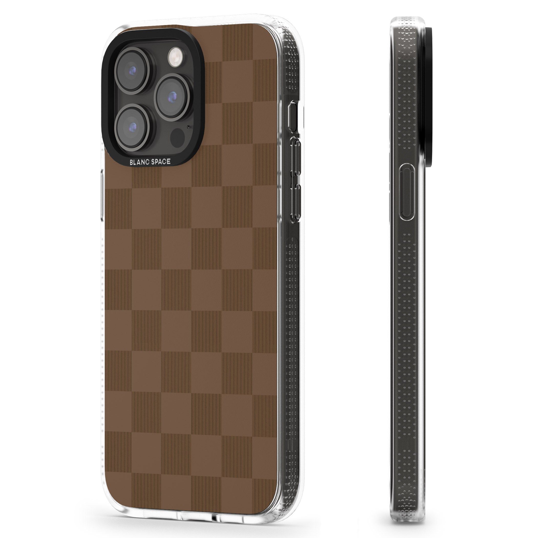 CHOCOLATE CHECKERED iPhone 15 Pro Max / 15 Pro / 14 Pro Max / 14 Pro / 13 Pro Clear Case Impact Air - Blanc Space