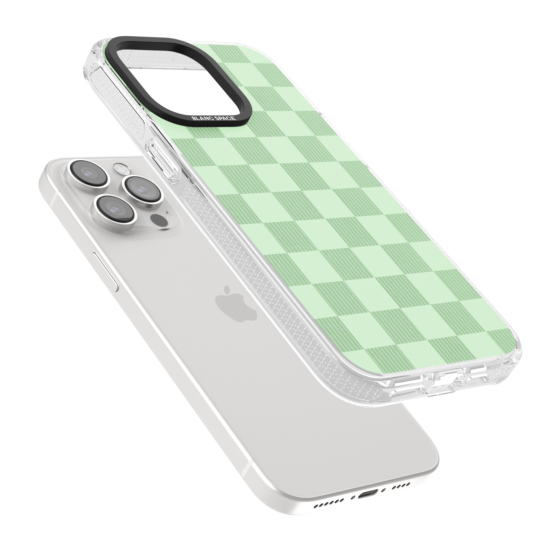 SEAFOAM CHECKERED iPhone 15 Pro Max / 15 Pro / 14 Pro Max / 14 Pro / 13 Pro Clear Case Impact Air - Blanc Space