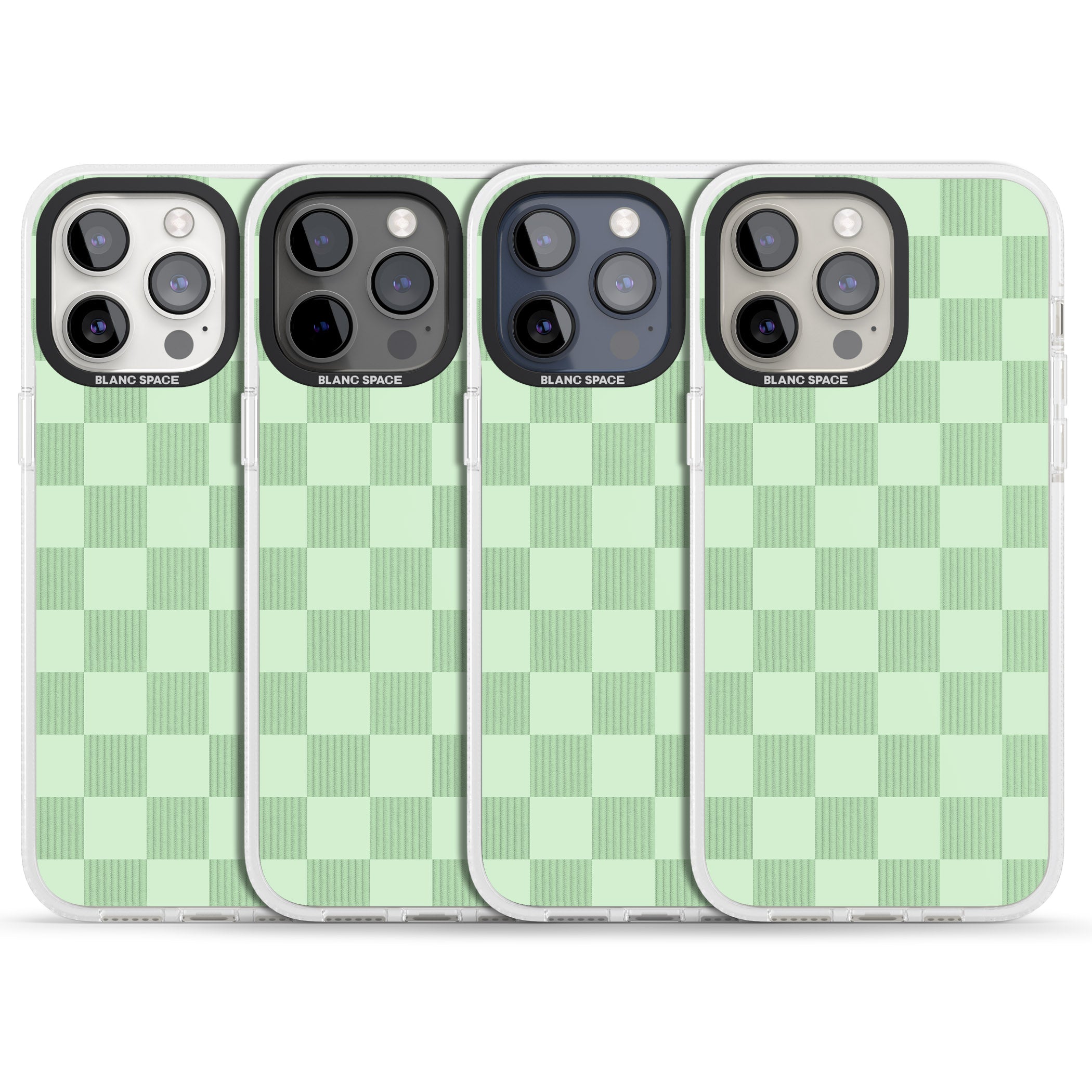 SEAFOAM CHECKERED iPhone 15 Pro Max / 15 Pro / 14 Pro Max / 14 Pro / 13 Pro Clear Case Impact Air - Blanc Space