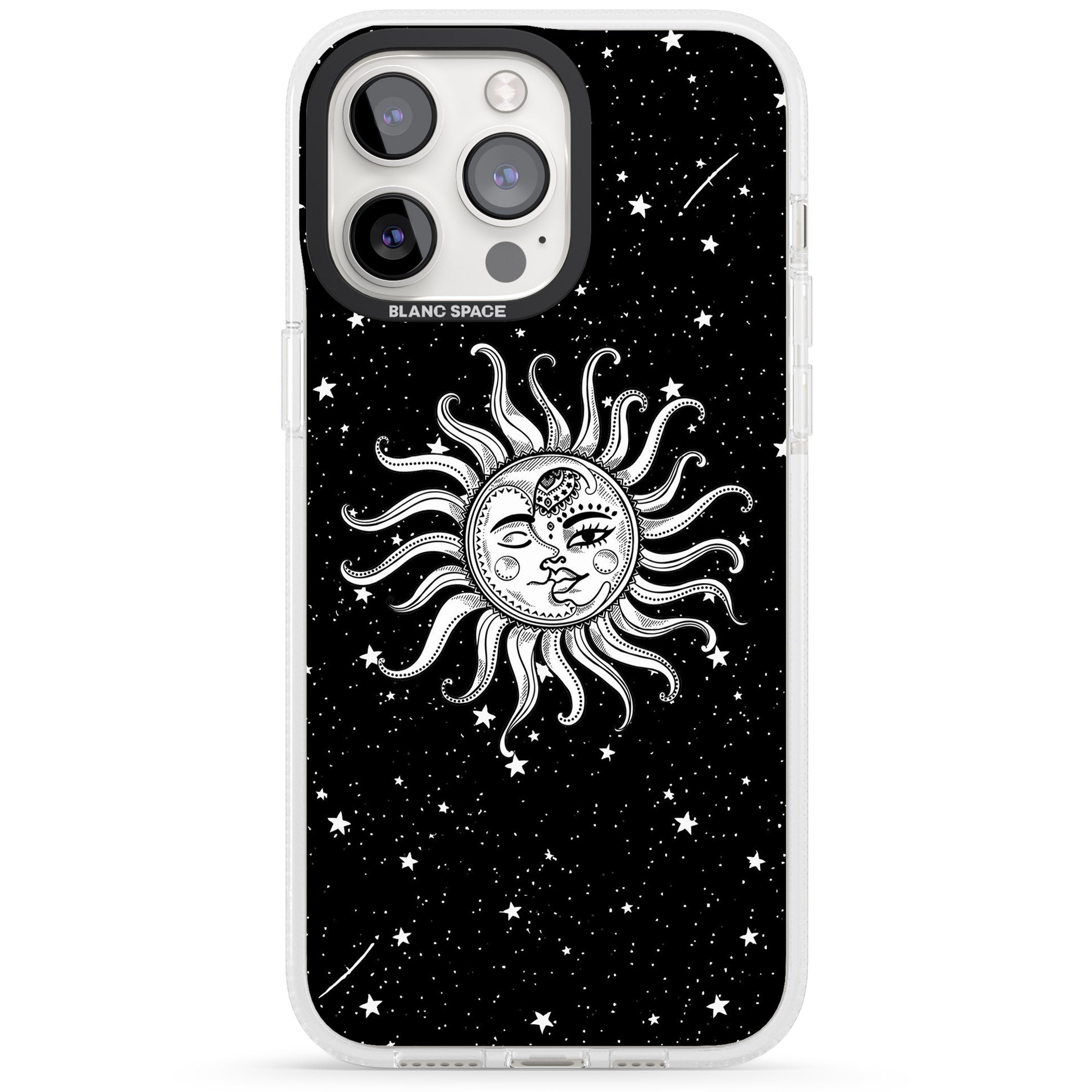 Mystic Sun Moon iPhone 15 Pro Max / 15 Pro / 14 Pro Max / 14 Pro / 13 Pro Clear Case Impact Air - Blanc Space