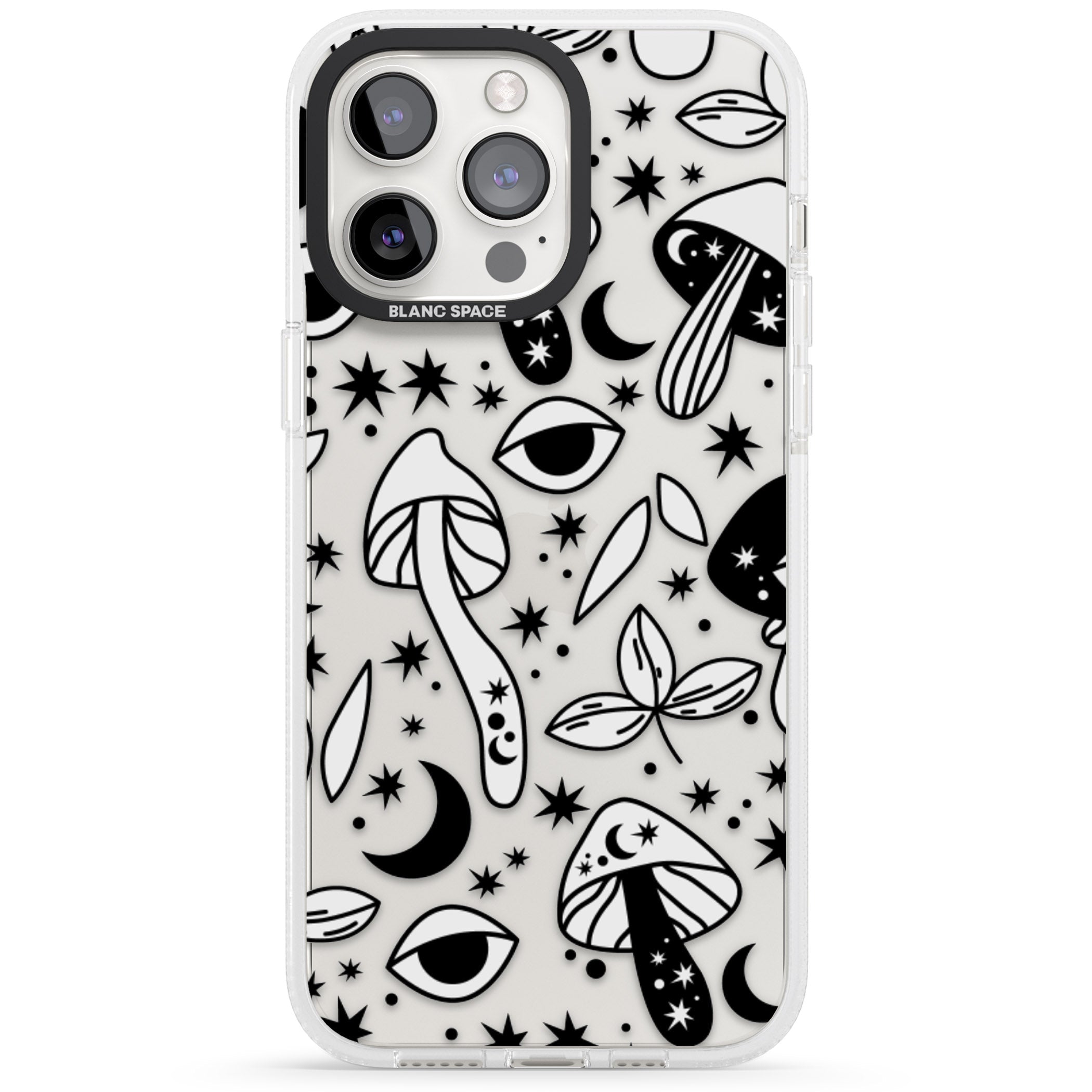 Psychedelic Mushrooms Pattern iPhone 15 Pro Max / 15 Pro / 14 Pro Max / 14 Pro / 13 Pro Clear Case Impact Air - Blanc Space