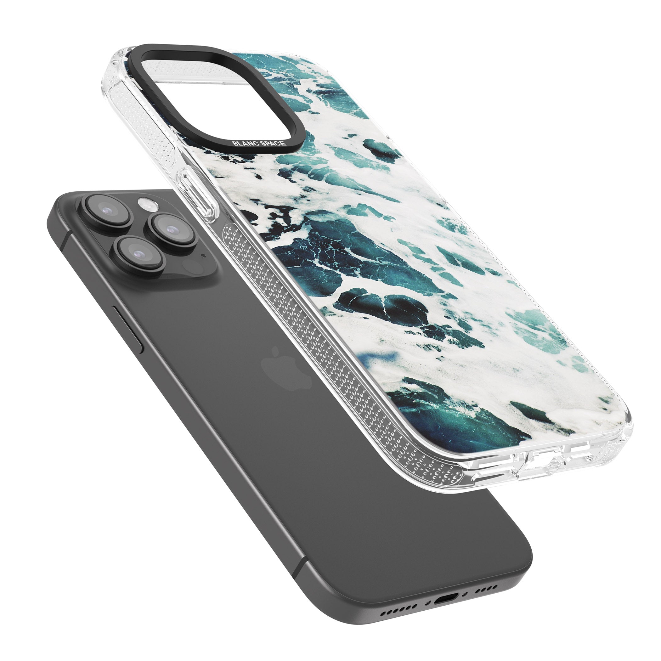 Ocean Waves Photograph iPhone 15 Pro Max / 15 Pro / 14 Pro Max / 14 Pro / 13 Pro Clear Case Impact Air - Blanc Space