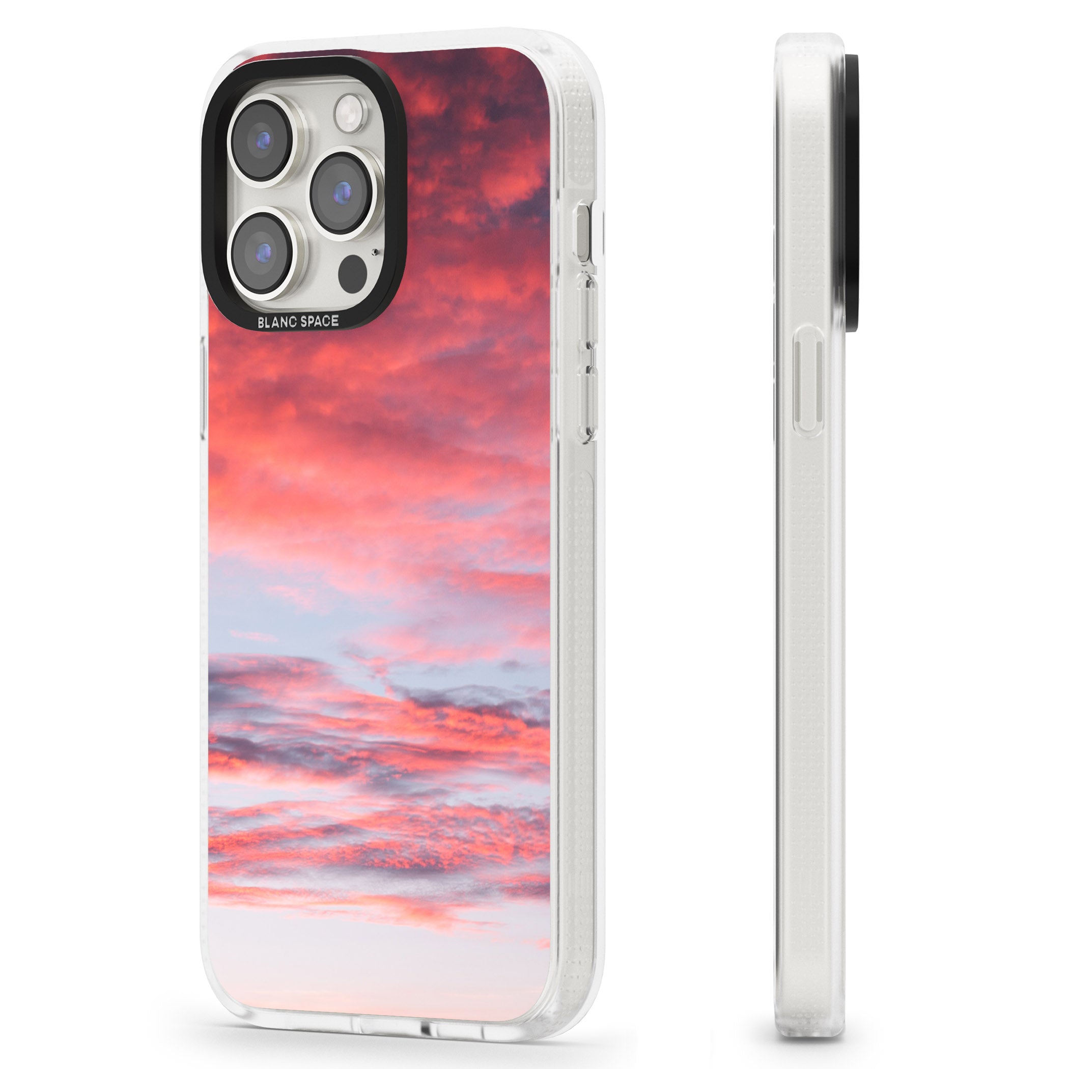 Pink Cloudy Sunset Photograph iPhone 15 Pro Max / 15 Pro / 14 Pro Max / 14 Pro / 13 Pro Clear Case Impact Air - Blanc Space