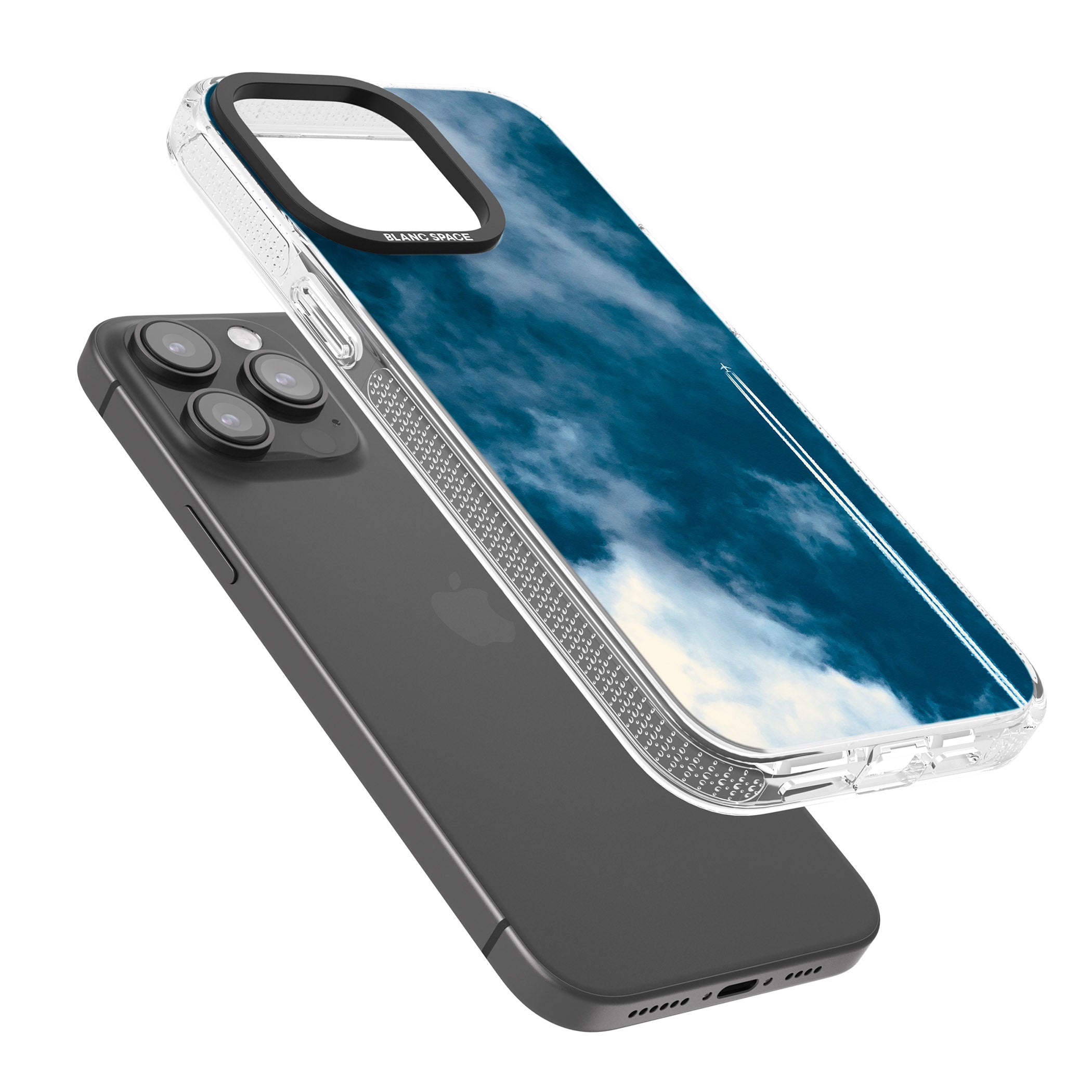 Plane in Cloudy Sky Photograph iPhone 15 Pro Max / 15 Pro / 14 Pro Max / 14 Pro / 13 Pro Clear Case Impact Air - Blanc Space