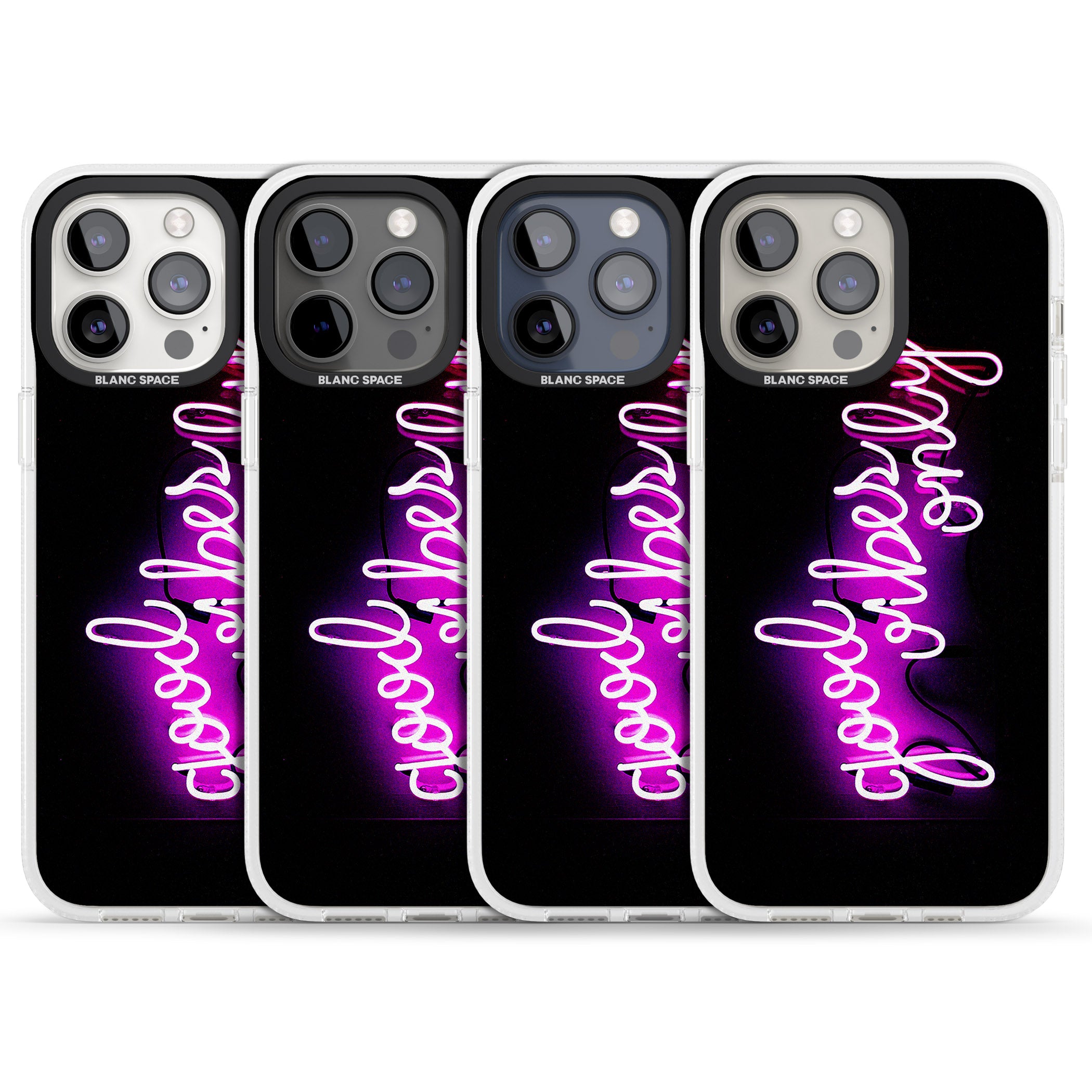 Good Vibes Only Pink Neon iPhone 15 Pro Max / 15 Pro / 14 Pro Max / 14 Pro / 13 Pro Clear Case Impact Air - Blanc Space