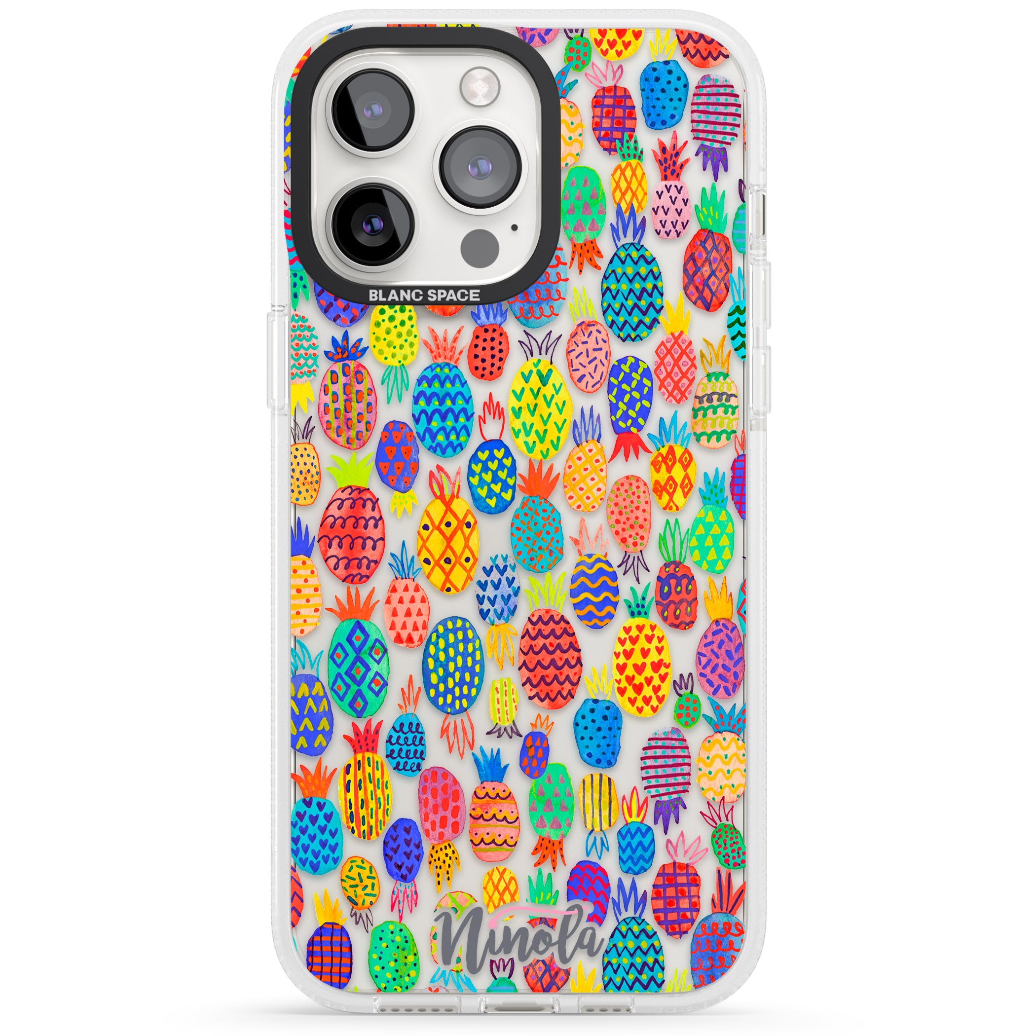 Cute Pineapples iPhone 15 Pro Max / 15 Pro / 14 Pro Max / 14 Pro / 13 Pro Clear Case Impact Air - Blanc Space