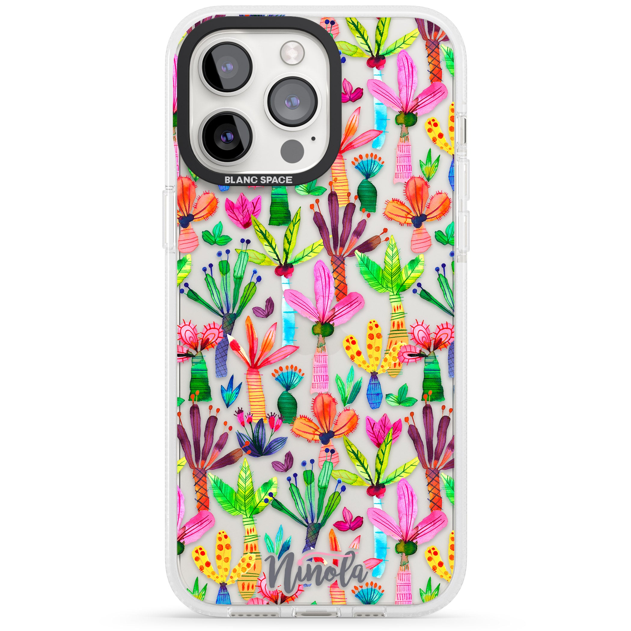 Palms Garden iPhone 15 Pro Max / 15 Pro / 14 Pro Max / 14 Pro / 13 Pro Clear Case Impact Air - Blanc Space