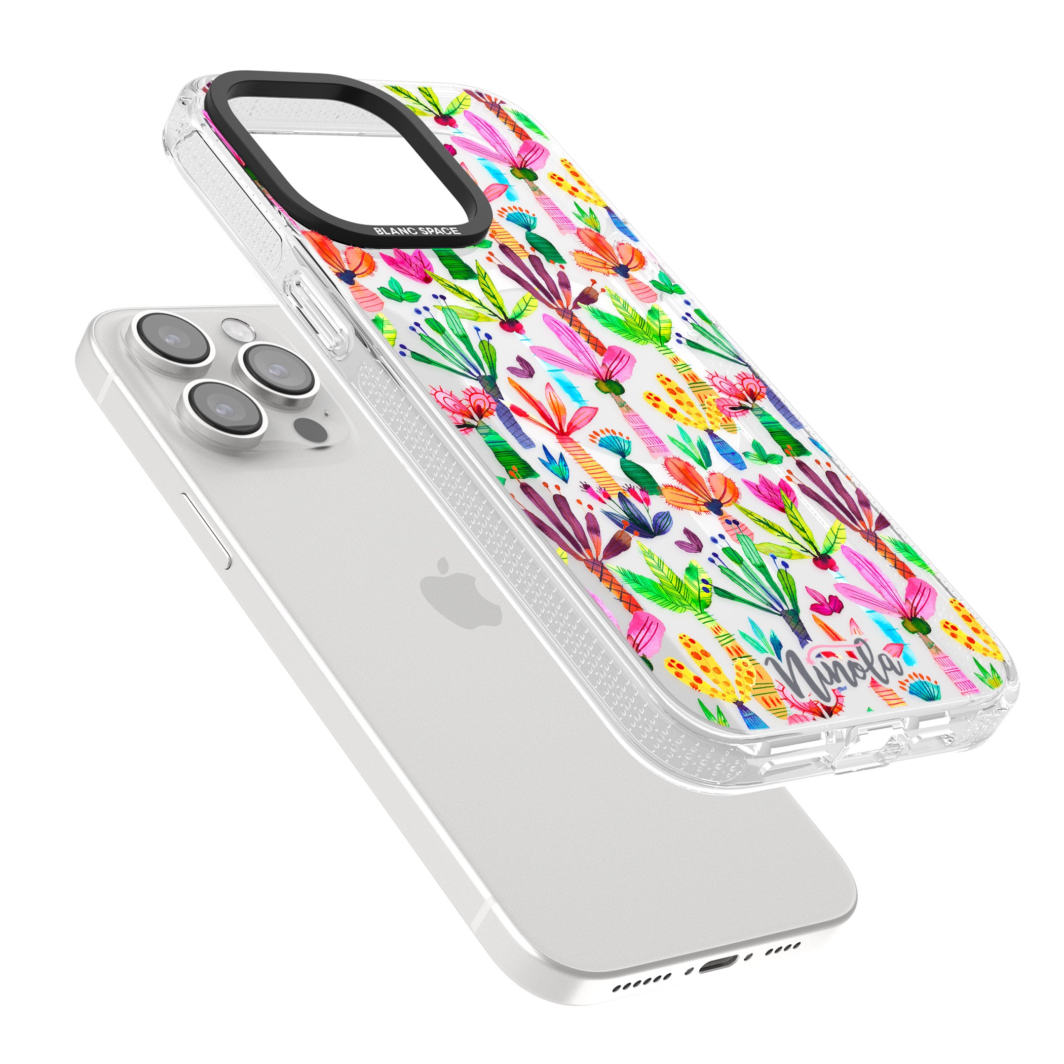 Palms Garden iPhone 15 Pro Max / 15 Pro / 14 Pro Max / 14 Pro / 13 Pro Clear Case Impact Air - Blanc Space