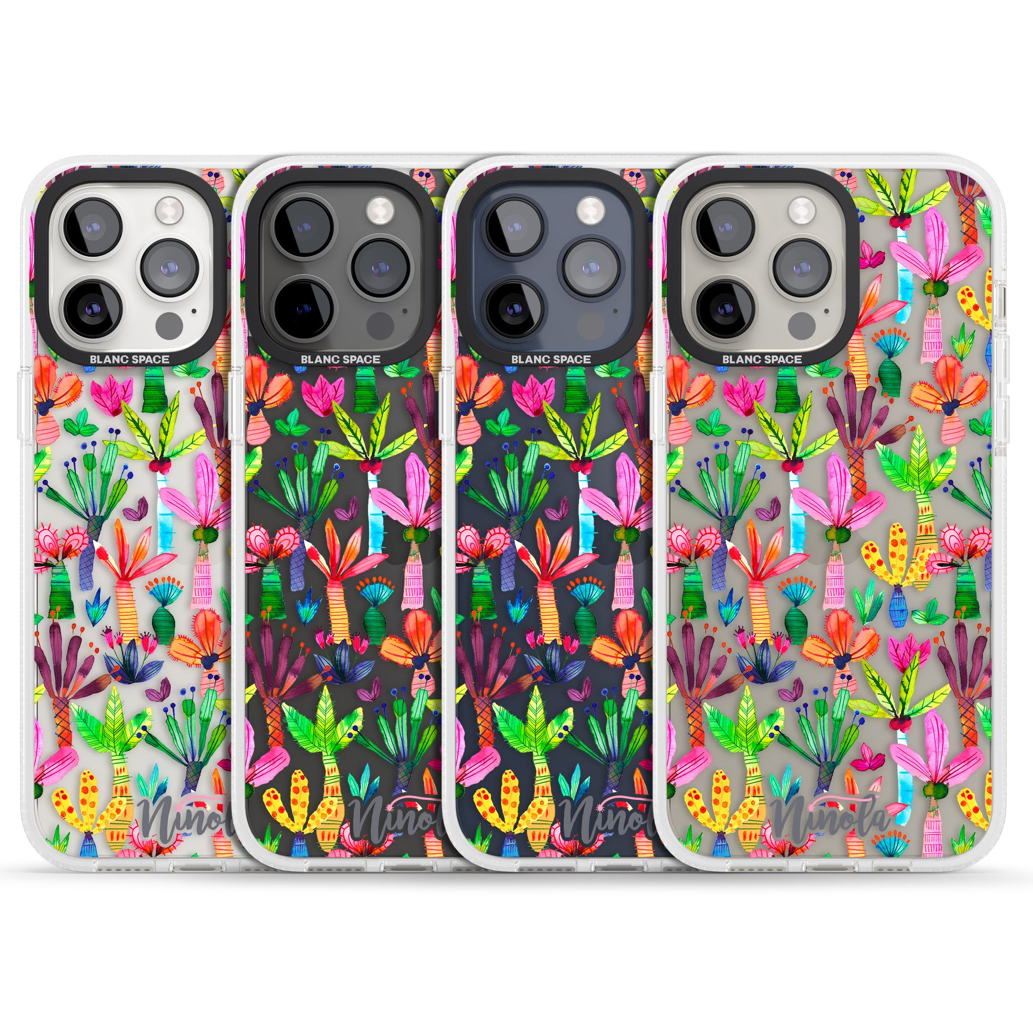 Palms Garden iPhone 15 Pro Max / 15 Pro / 14 Pro Max / 14 Pro / 13 Pro Clear Case Impact Air - Blanc Space