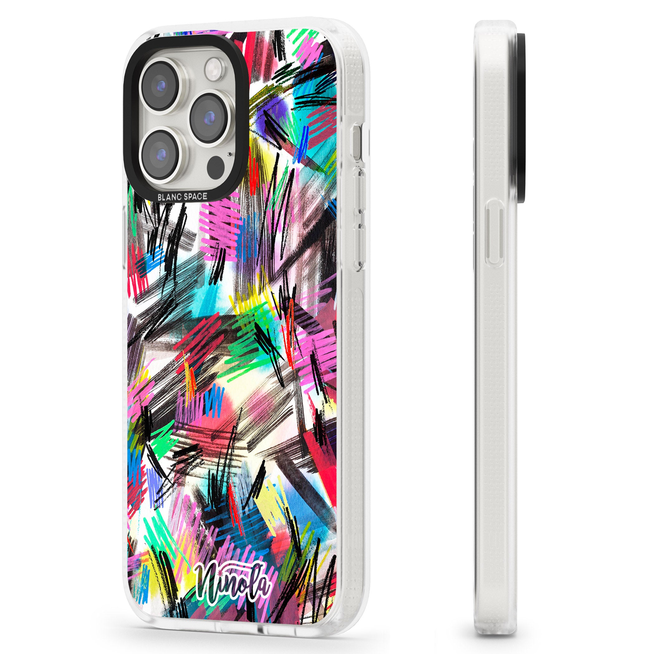Wild Strokes iPhone 15 Pro Max / 15 Pro / 14 Pro Max / 14 Pro / 13 Pro Clear Case Impact Air - Blanc Space