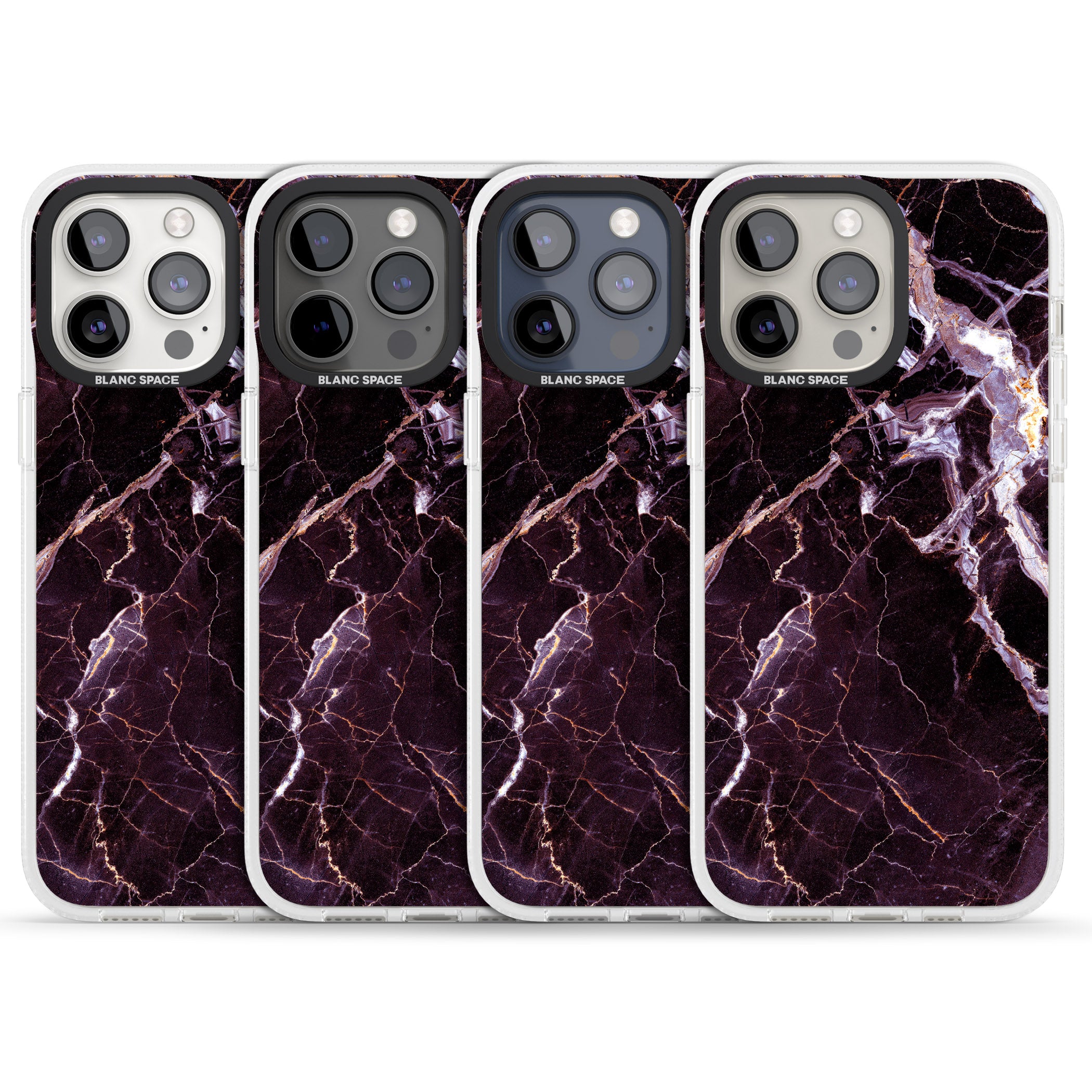 Black, Purple & Yellow shattered Marble iPhone 15 Pro Max / 15 Pro / 14 Pro Max / 14 Pro / 13 Pro Clear Case Impact Air - Blanc Space