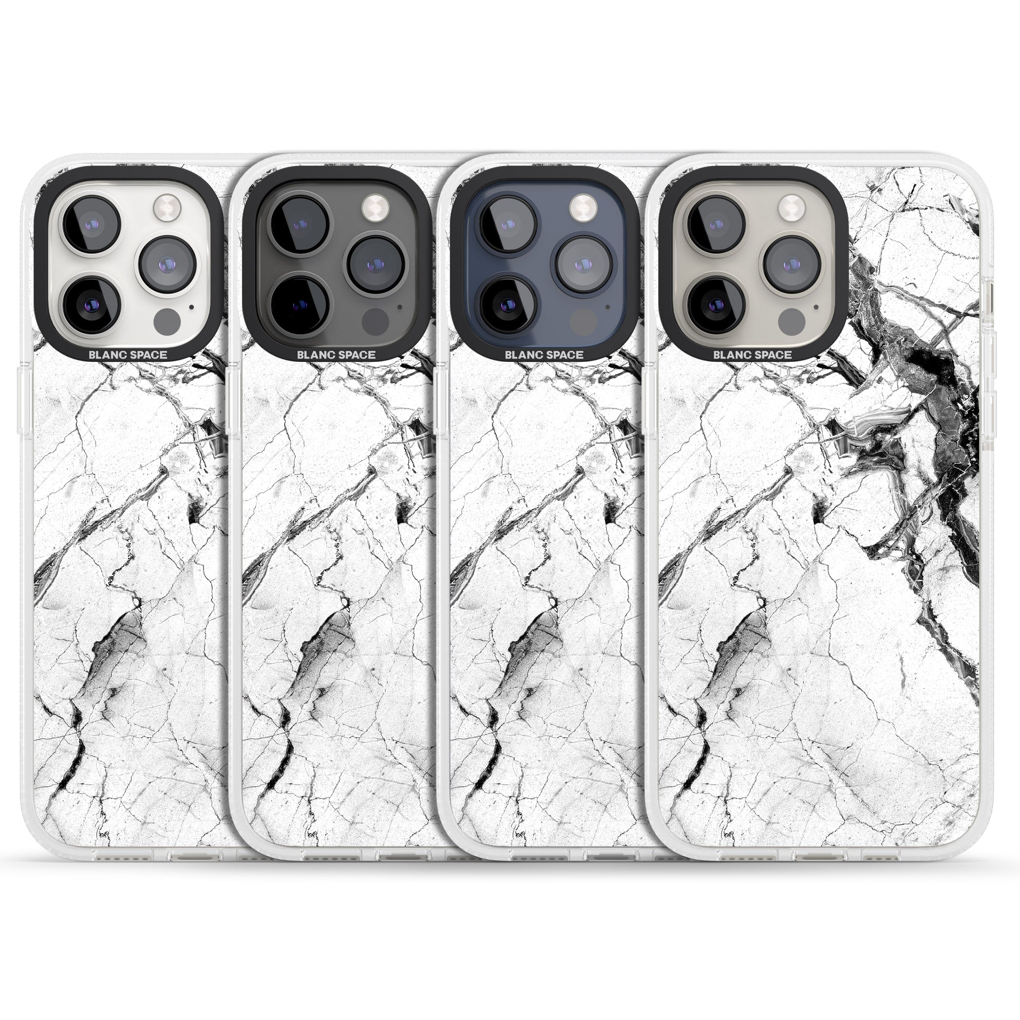 Black & White Stormy Marble iPhone 15 Pro Max / 15 Pro / 14 Pro Max / 14 Pro / 13 Pro Clear Case Impact Air - Blanc Space