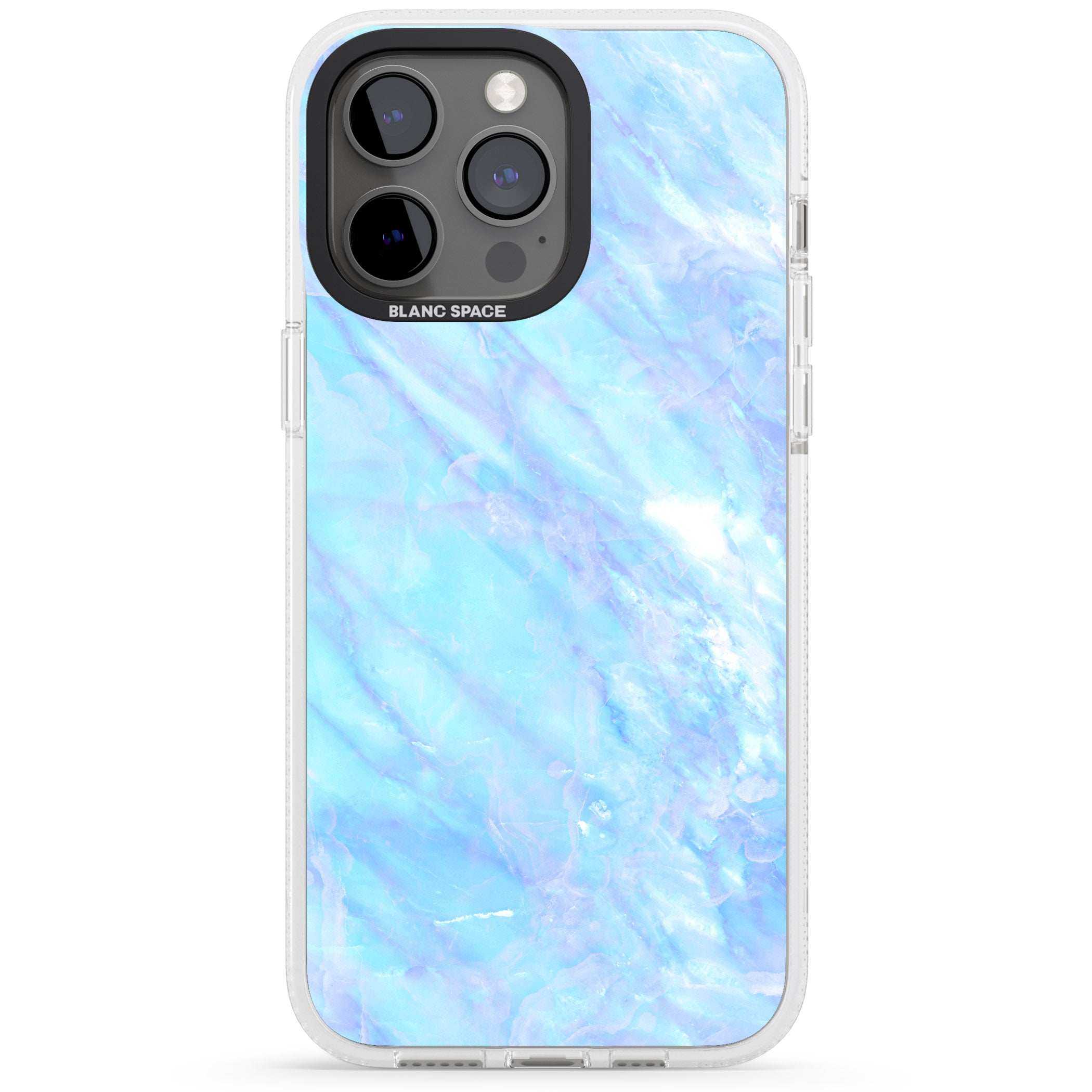 Iridescent Crystal Marble iPhone 15 Pro Max / 15 Pro / 14 Pro Max / 14 Pro / 13 Pro Clear Case Impact Air - Blanc Space