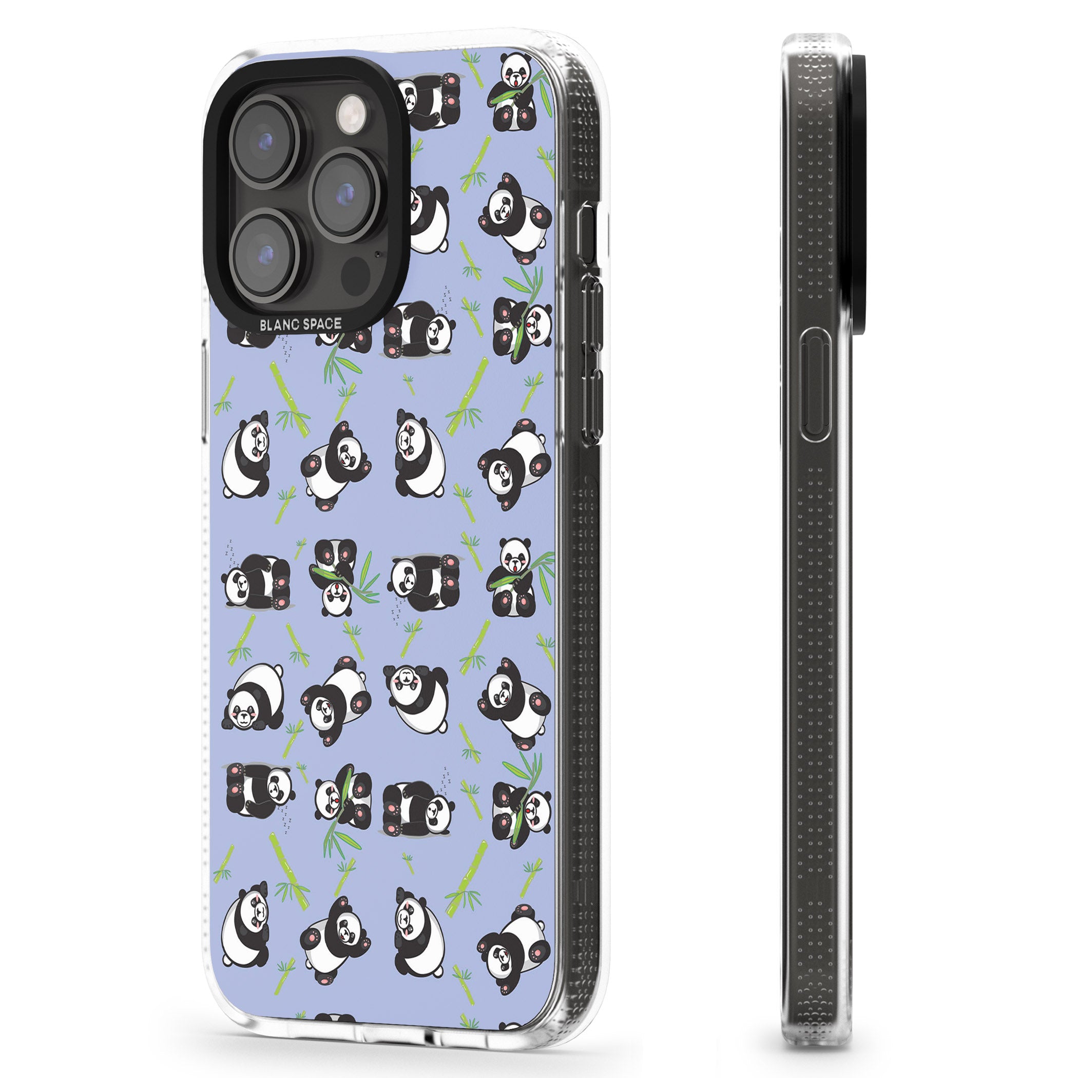 Panda Pattern iPhone 15 Pro Max / 15 Pro / 14 Pro Max / 14 Pro / 13 Pro Clear Case Impact Air - Blanc Space