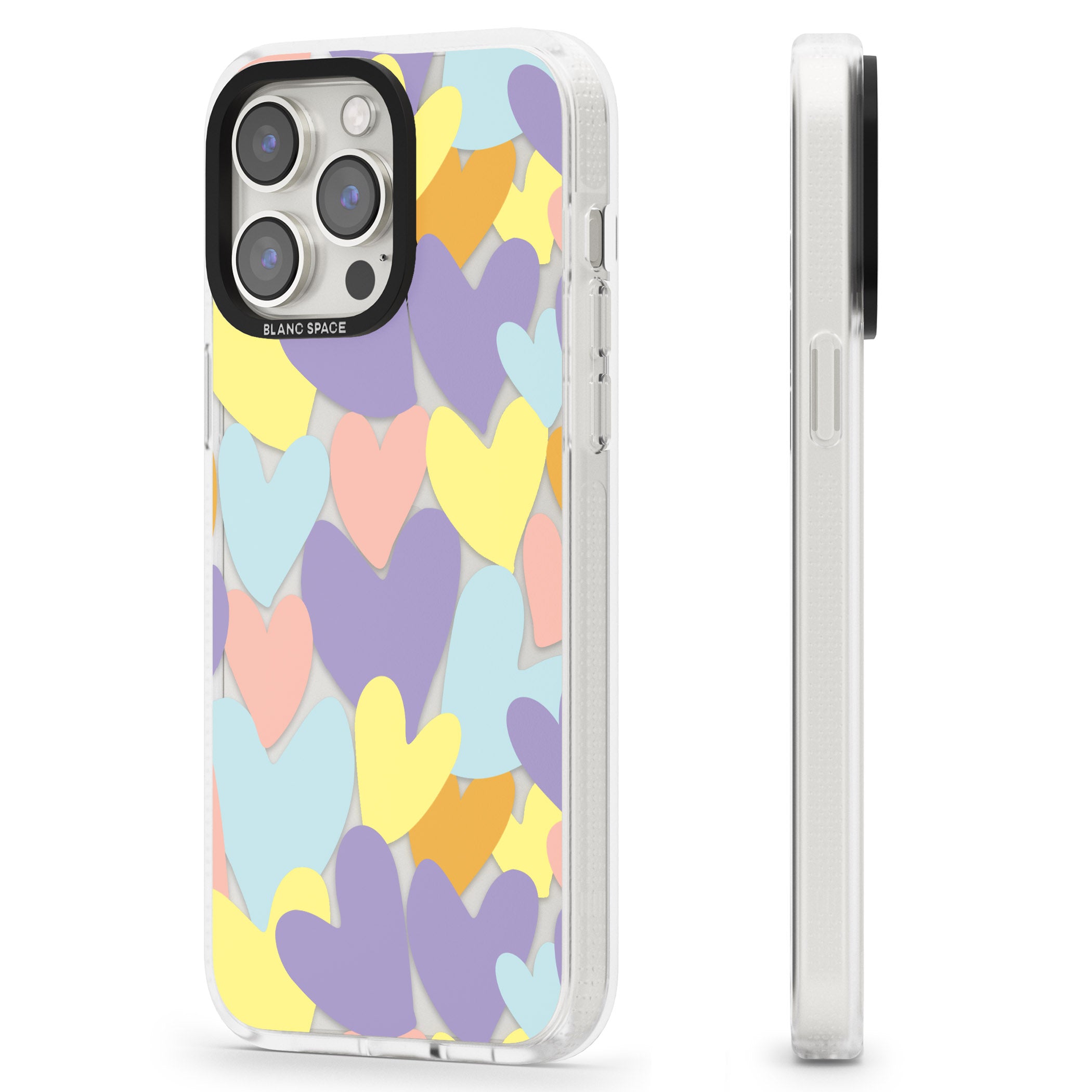Pastel Hearts iPhone 15 Pro Max / 15 Pro / 14 Pro Max / 14 Pro / 13 Pro Clear Case Impact Air - Blanc Space
