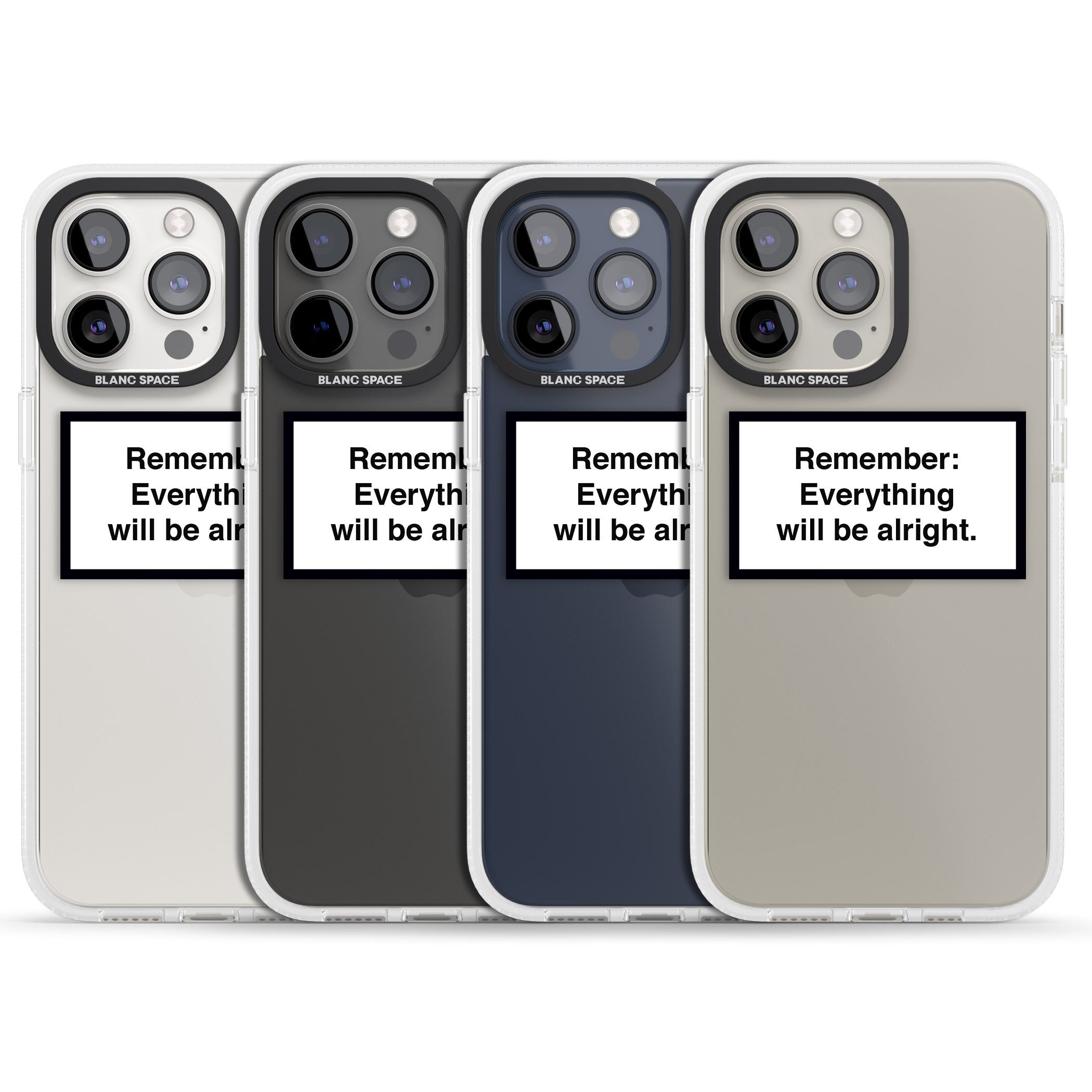 Everything Will Be Alright iPhone 15 Pro Max / 15 Pro / 14 Pro Max / 14 Pro / 13 Pro Clear Case Impact Air - Blanc Space