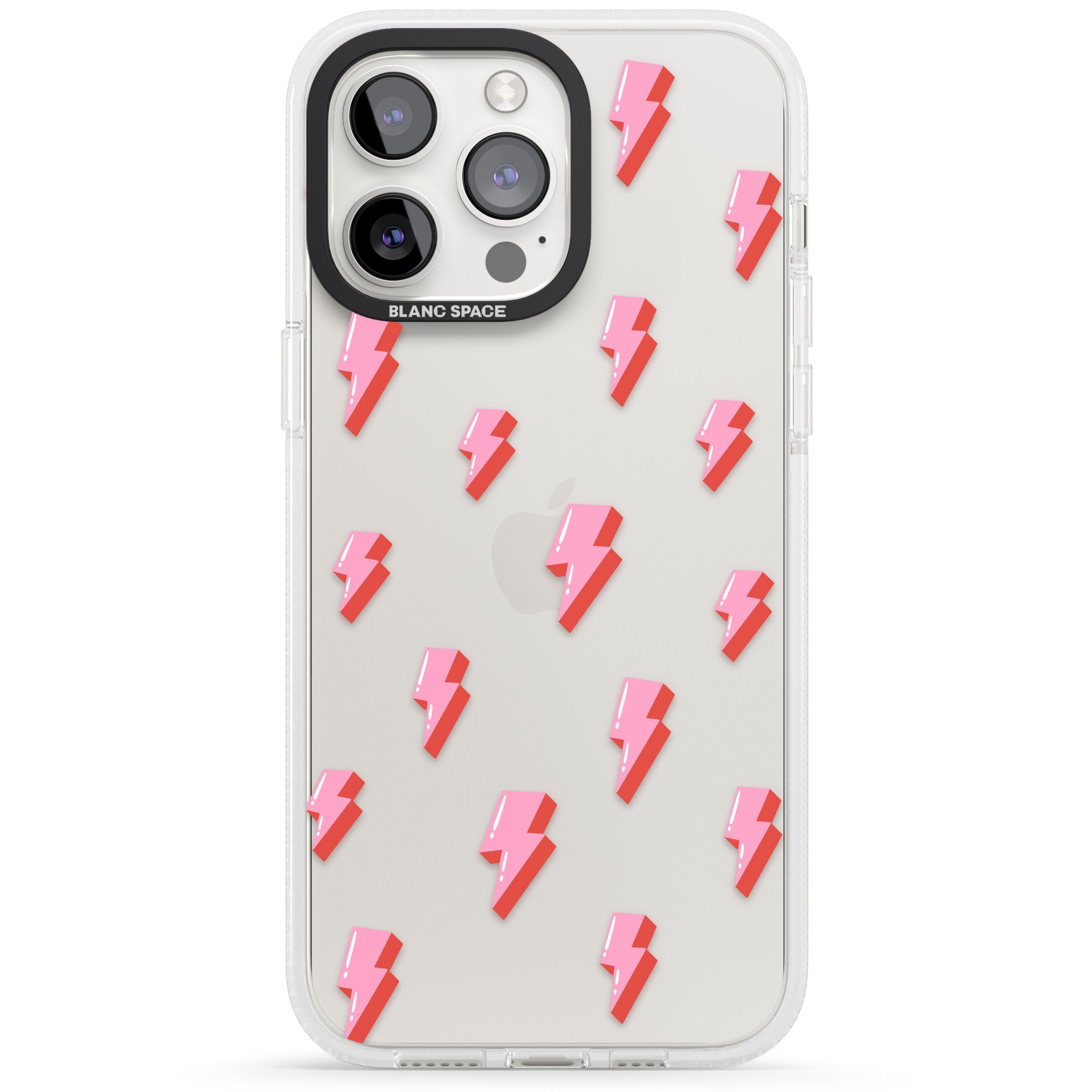 Pink Bolt Pattern iPhone 15 Pro Max / 15 Pro / 14 Pro Max / 14 Pro / 13 Pro Clear Case Impact Air - Blanc Space