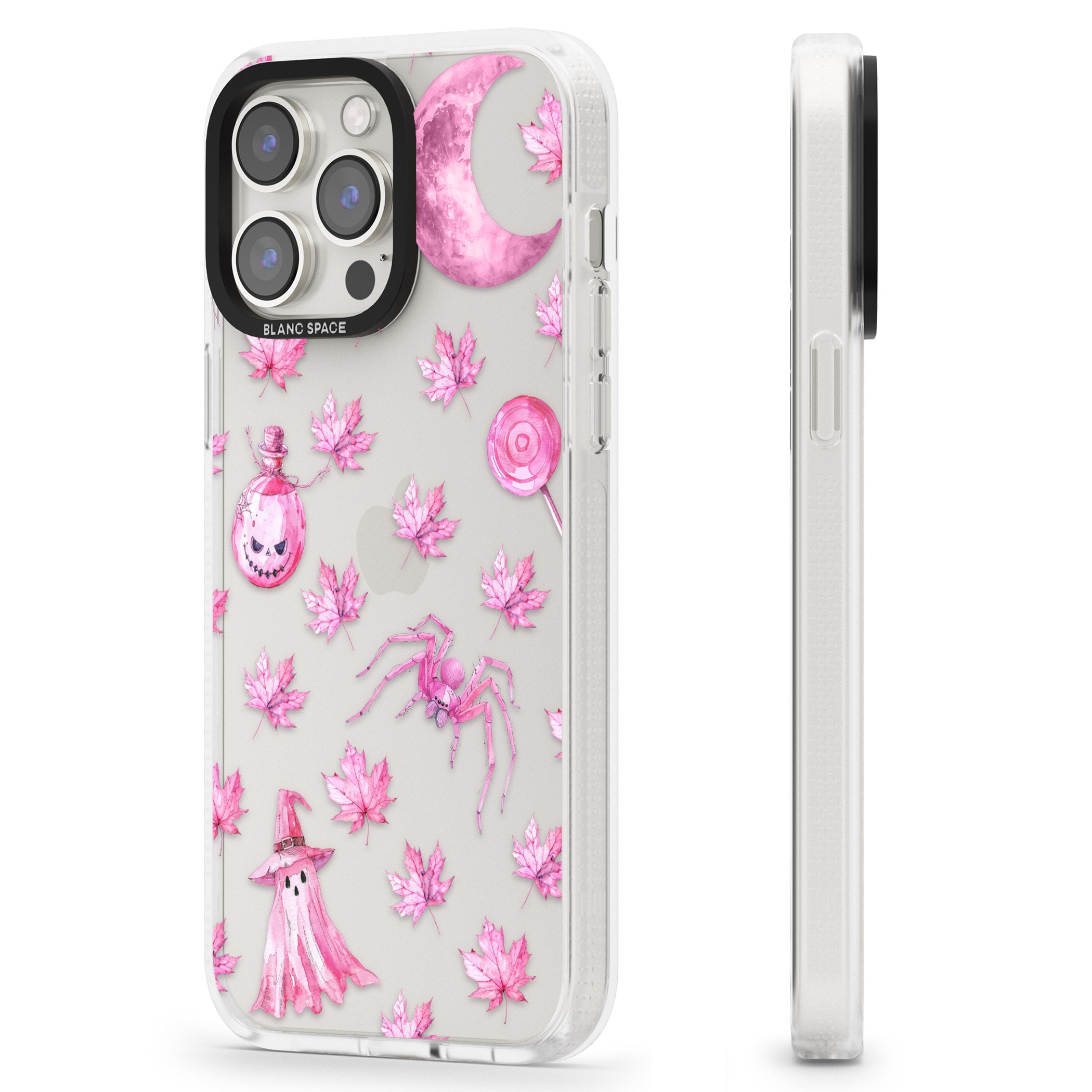 Pink Moon & Maple iPhone 15 Pro Max / 15 Pro / 14 Pro Max / 14 Pro / 13 Pro Clear Case Impact Air - Blanc Space