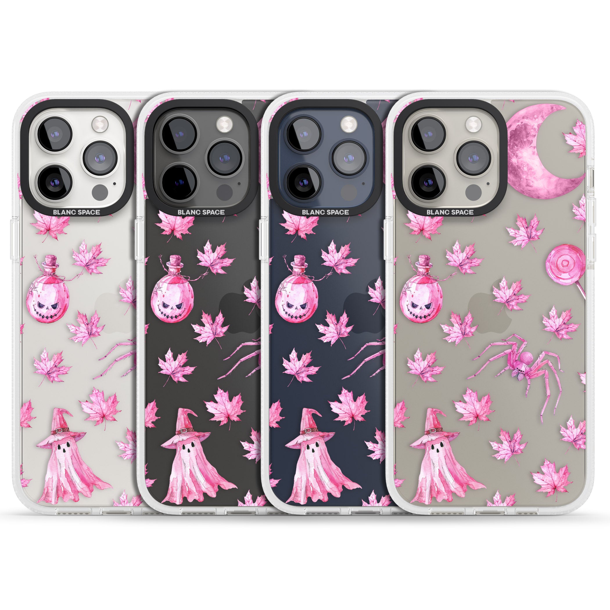 Pink Moon & Maple iPhone 15 Pro Max / 15 Pro / 14 Pro Max / 14 Pro / 13 Pro Clear Case Impact Air - Blanc Space