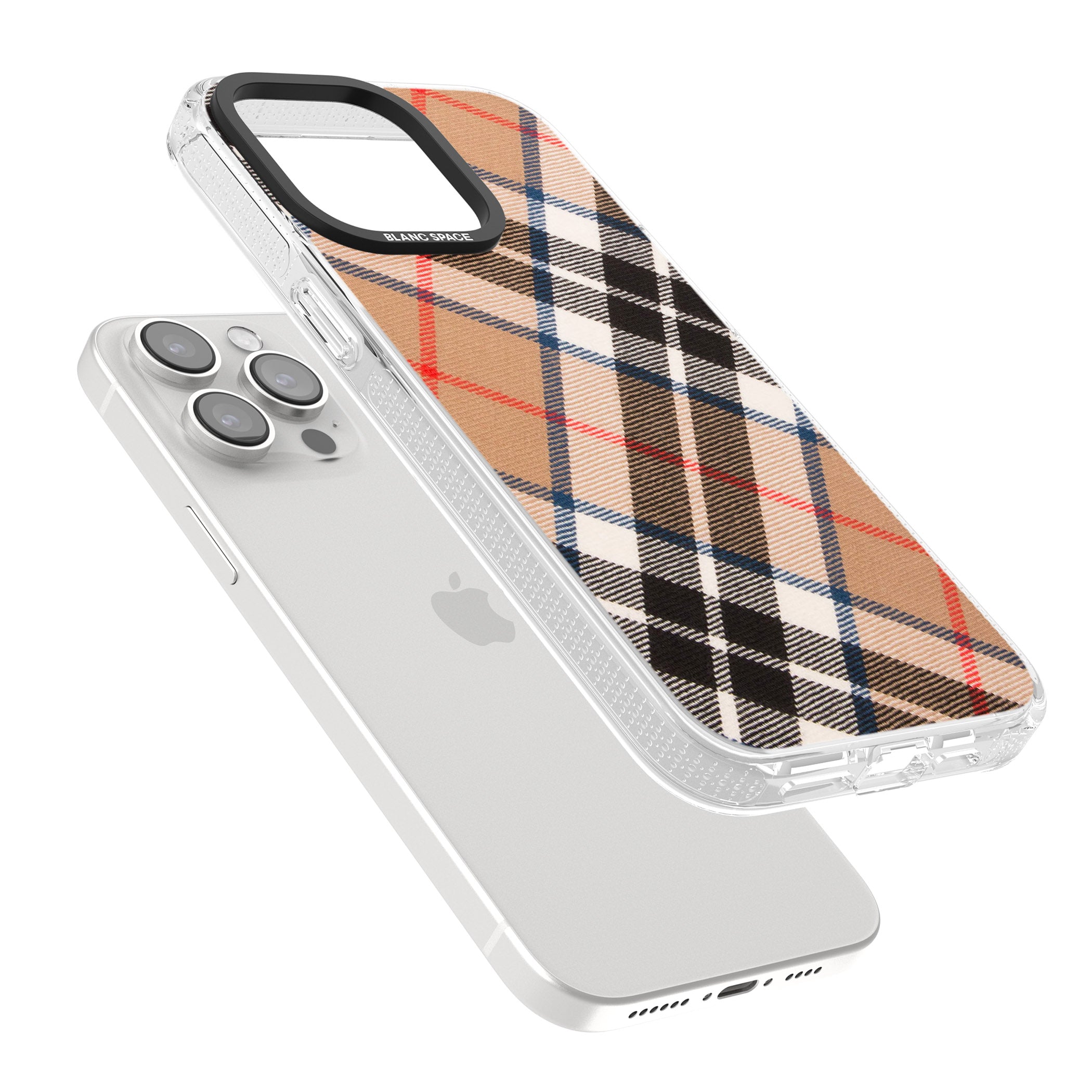 Haymarket Check iPhone 15 Pro Max / 15 Pro / 14 Pro Max / 14 Pro / 13 Pro Clear Case Impact Air - Blanc Space