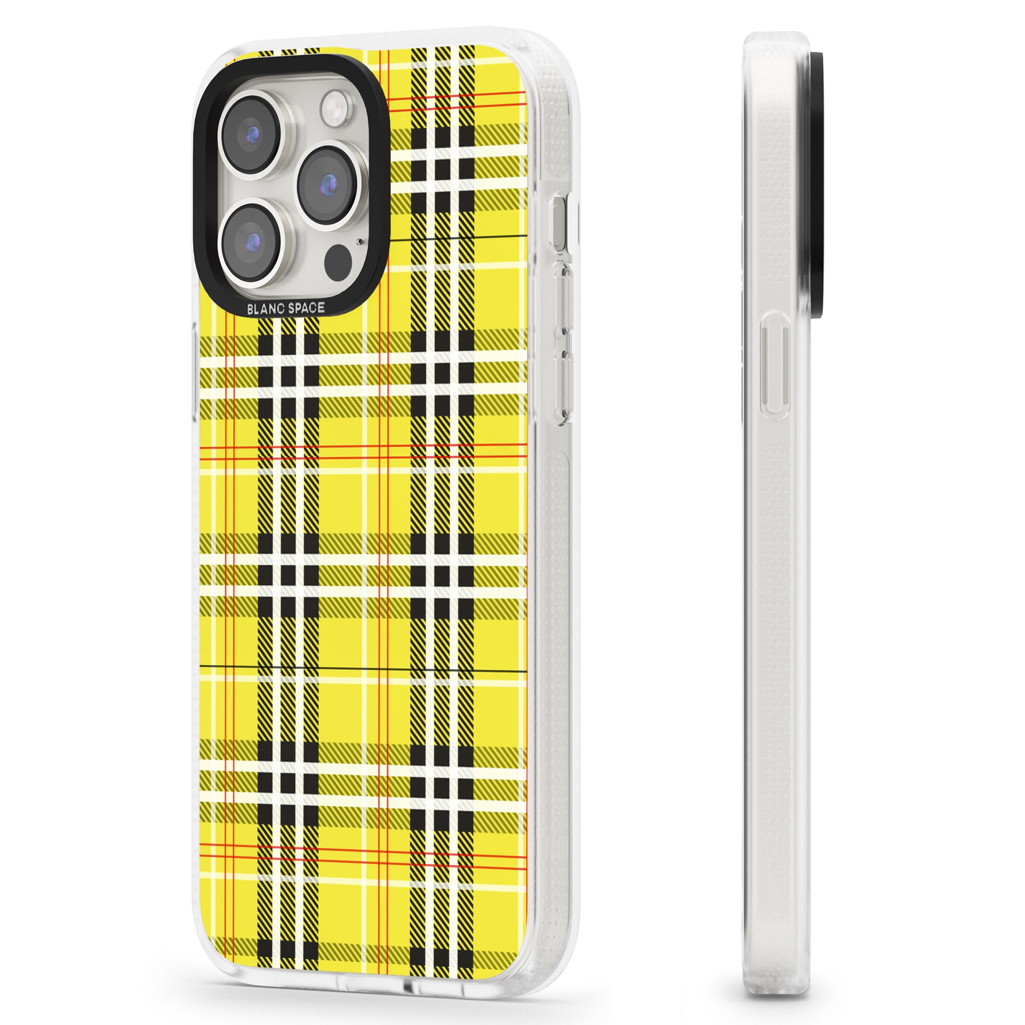 Yellow Plaid iPhone 15 Pro Max / 15 Pro / 14 Pro Max / 14 Pro / 13 Pro Clear Case Impact Air - Blanc Space