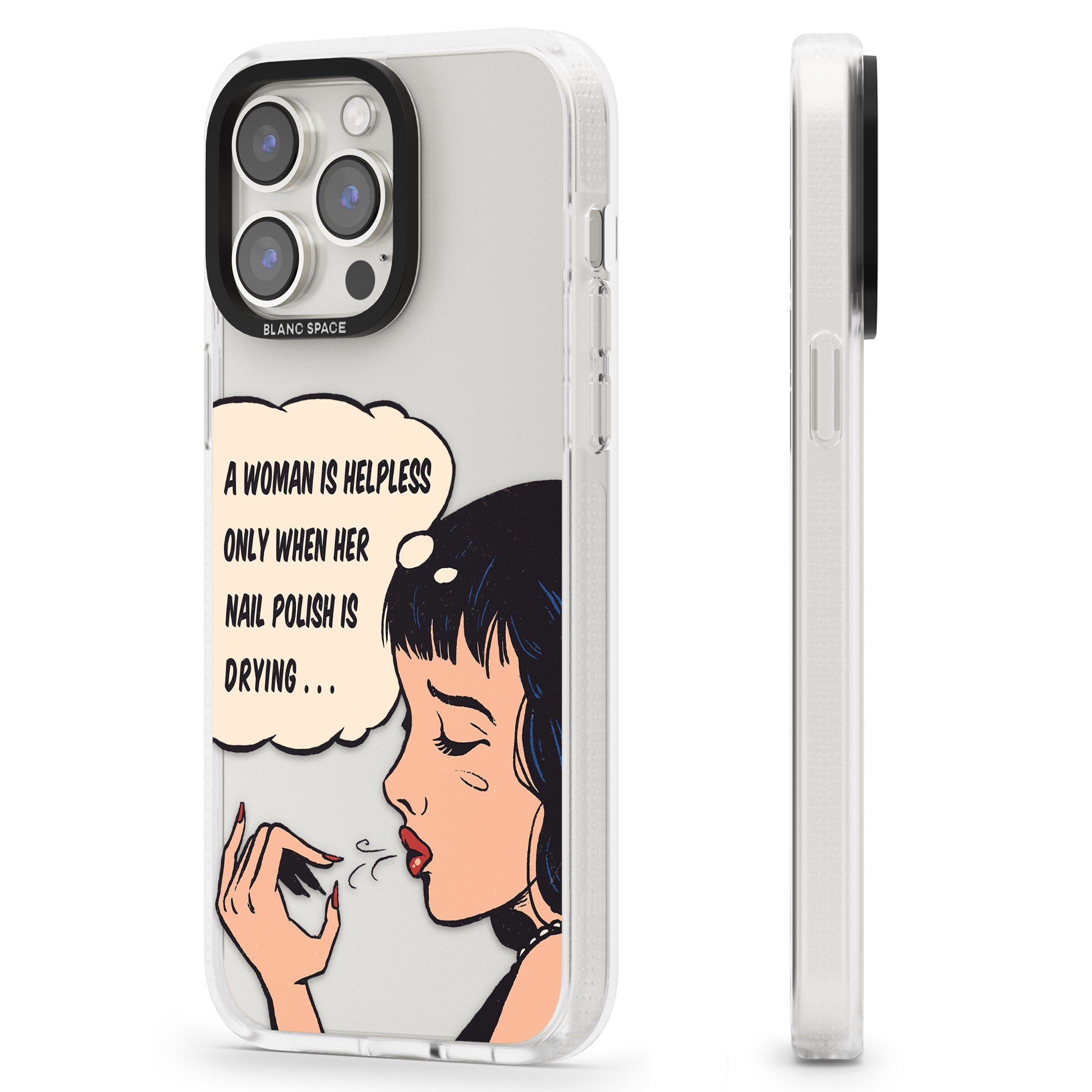 Drying Nails - Pop Art iPhone 15 Pro Max / 15 Pro / 14 Pro Max / 14 Pro / 13 Pro Clear Case Impact Air - Blanc Space
