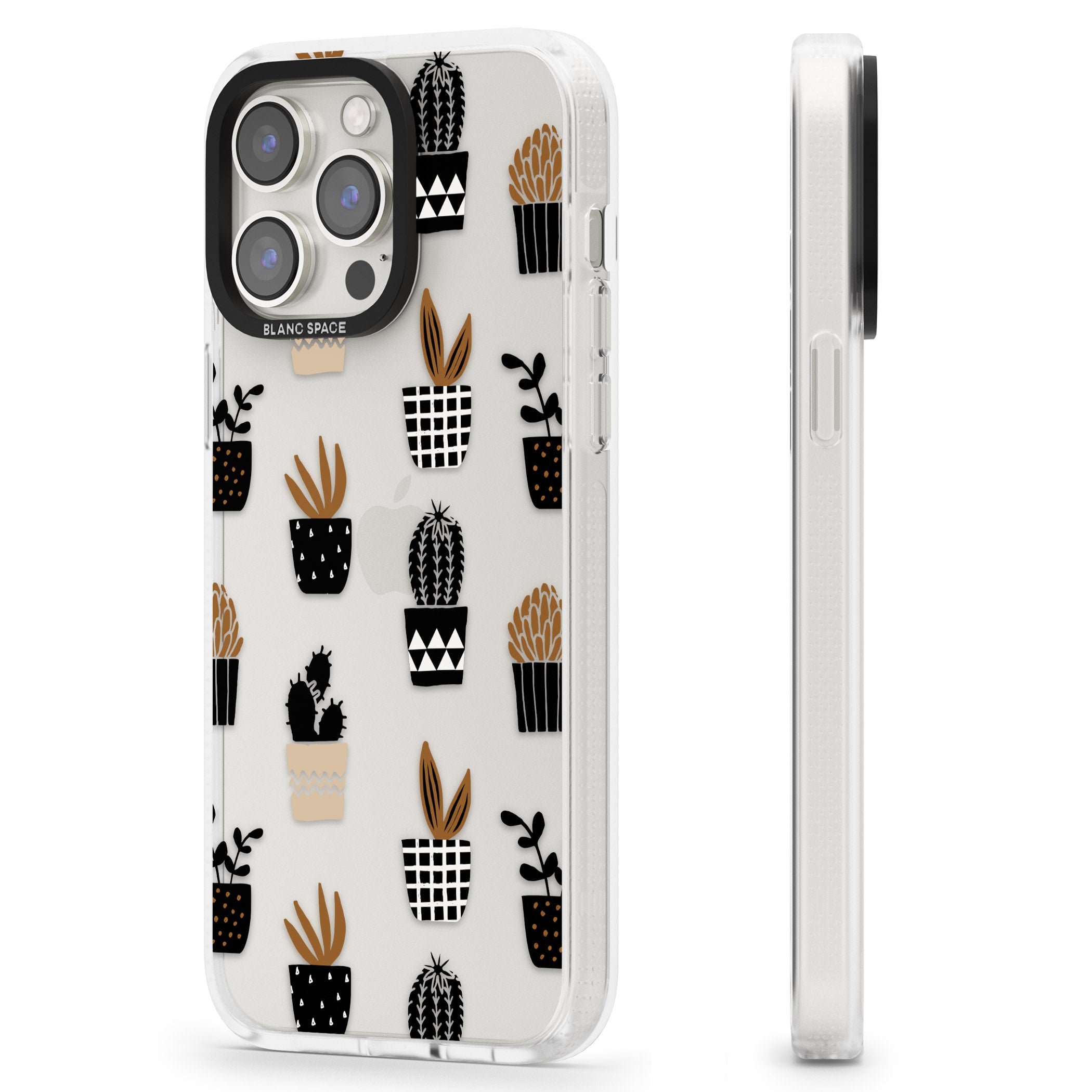 Large Mixed Plants Pattern - Clear iPhone 15 Pro Max / 15 Pro / 14 Pro Max / 14 Pro / 13 Pro Clear Case Impact Air - Blanc Space
