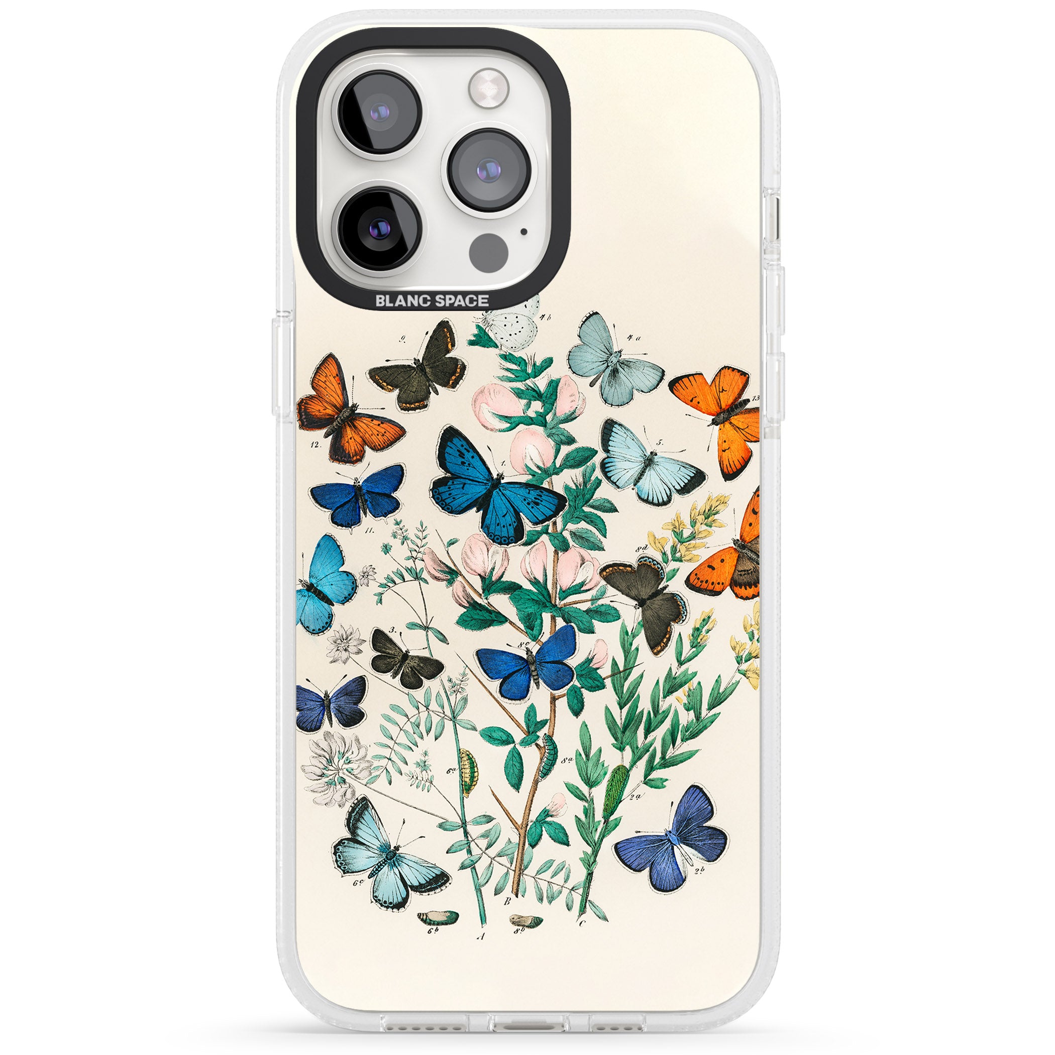 European Butterflies iPhone 15 Pro Max / 15 Pro / 14 Pro Max / 14 Pro / 13 Pro Clear Case Impact Air - Blanc Space