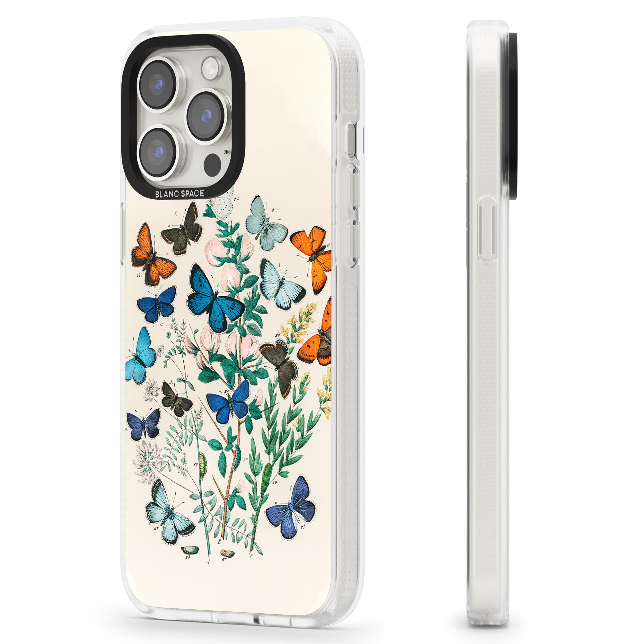 European Butterflies iPhone 15 Pro Max / 15 Pro / 14 Pro Max / 14 Pro / 13 Pro Clear Case Impact Air - Blanc Space