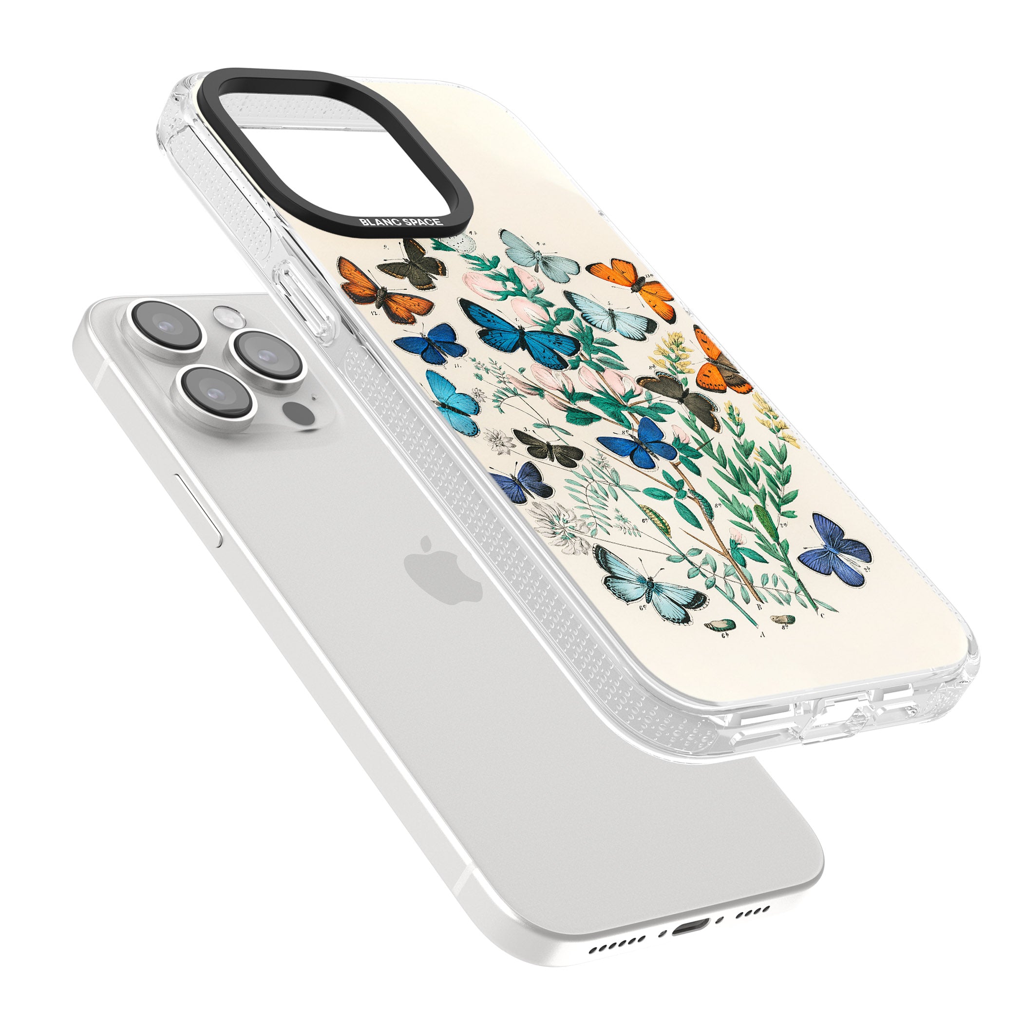 European Butterflies iPhone 15 Pro Max / 15 Pro / 14 Pro Max / 14 Pro / 13 Pro Clear Case Impact Air - Blanc Space