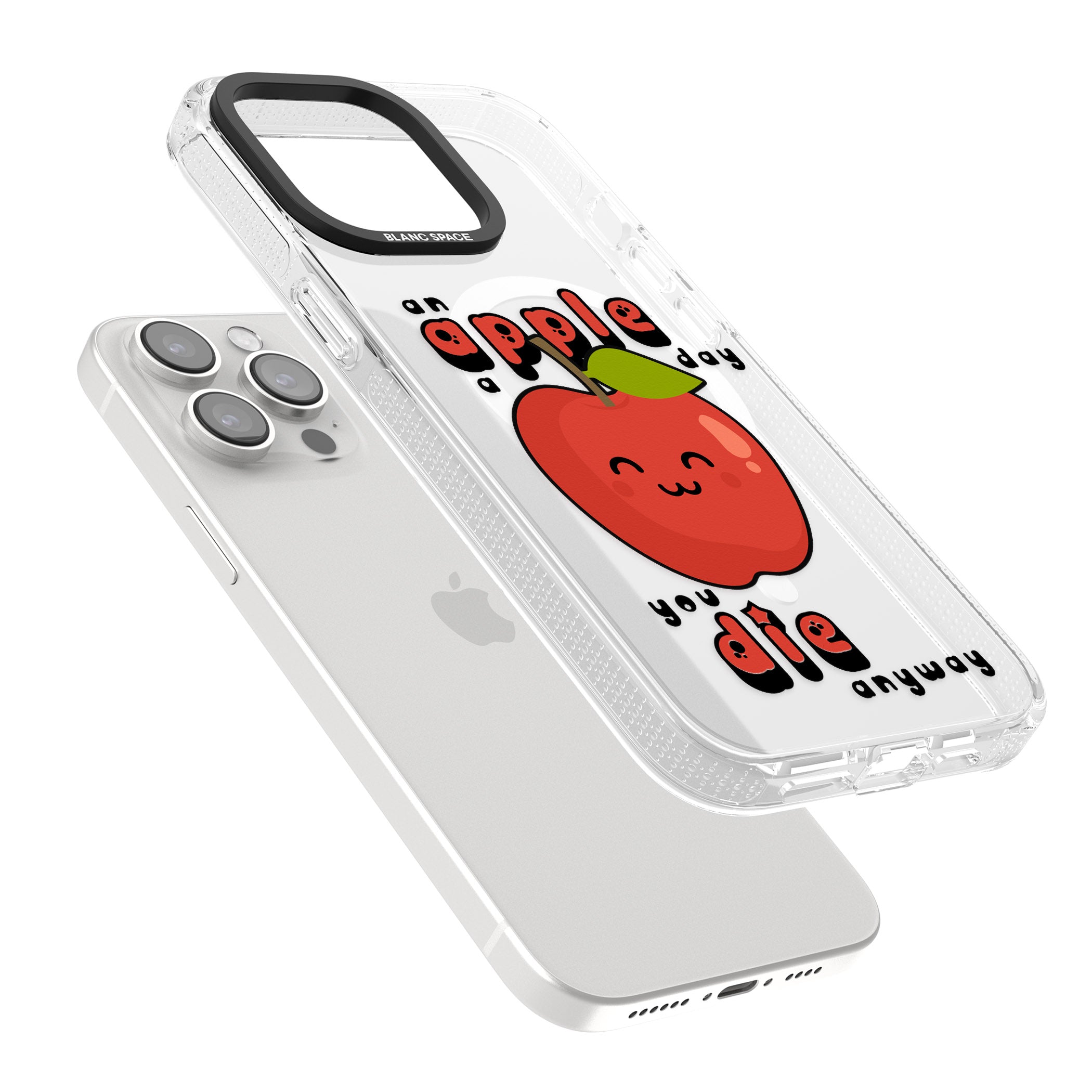 An Apple a Day iPhone 15 Pro Max / 15 Pro / 14 Pro Max / 14 Pro / 13 Pro Clear Case Impact Air - Blanc Space