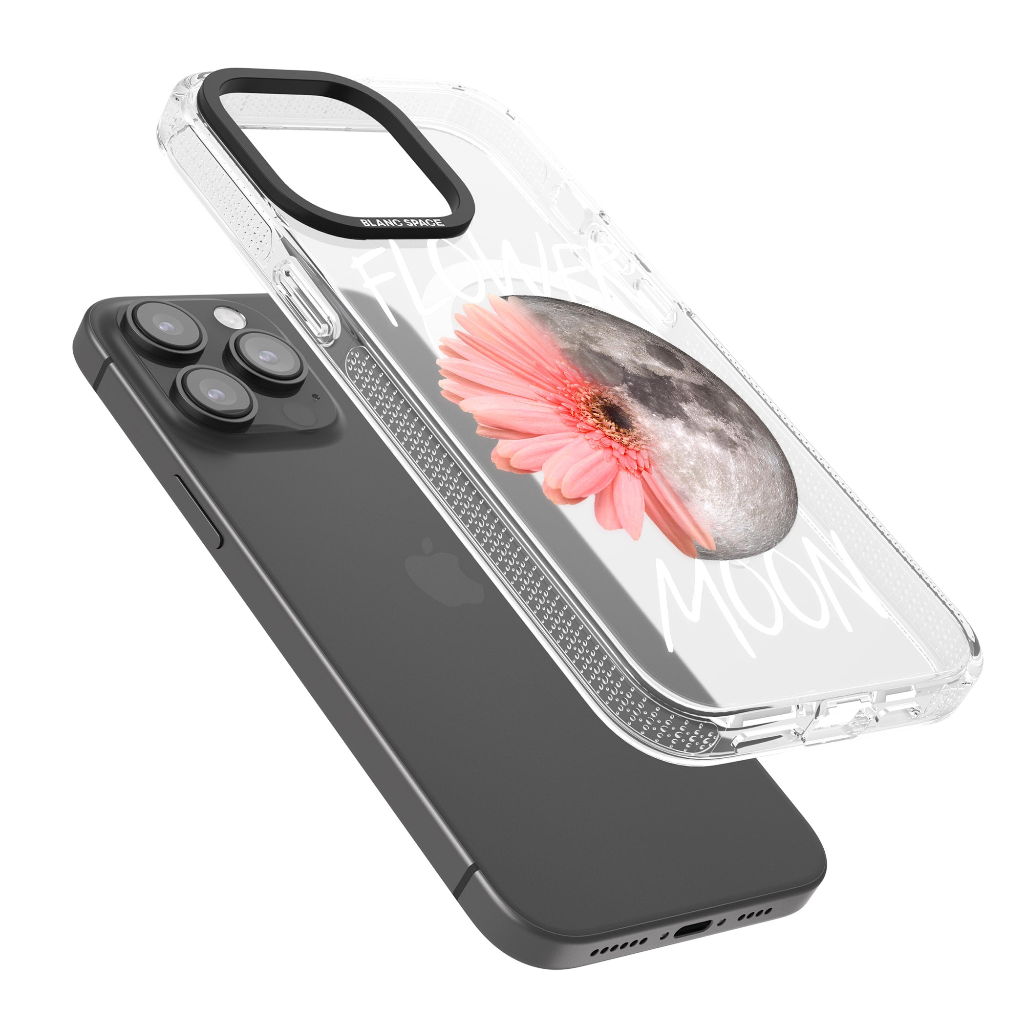 Flower Moon iPhone 15 Pro Max / 15 Pro / 14 Pro Max / 14 Pro / 13 Pro Clear Case Impact Air - Blanc Space