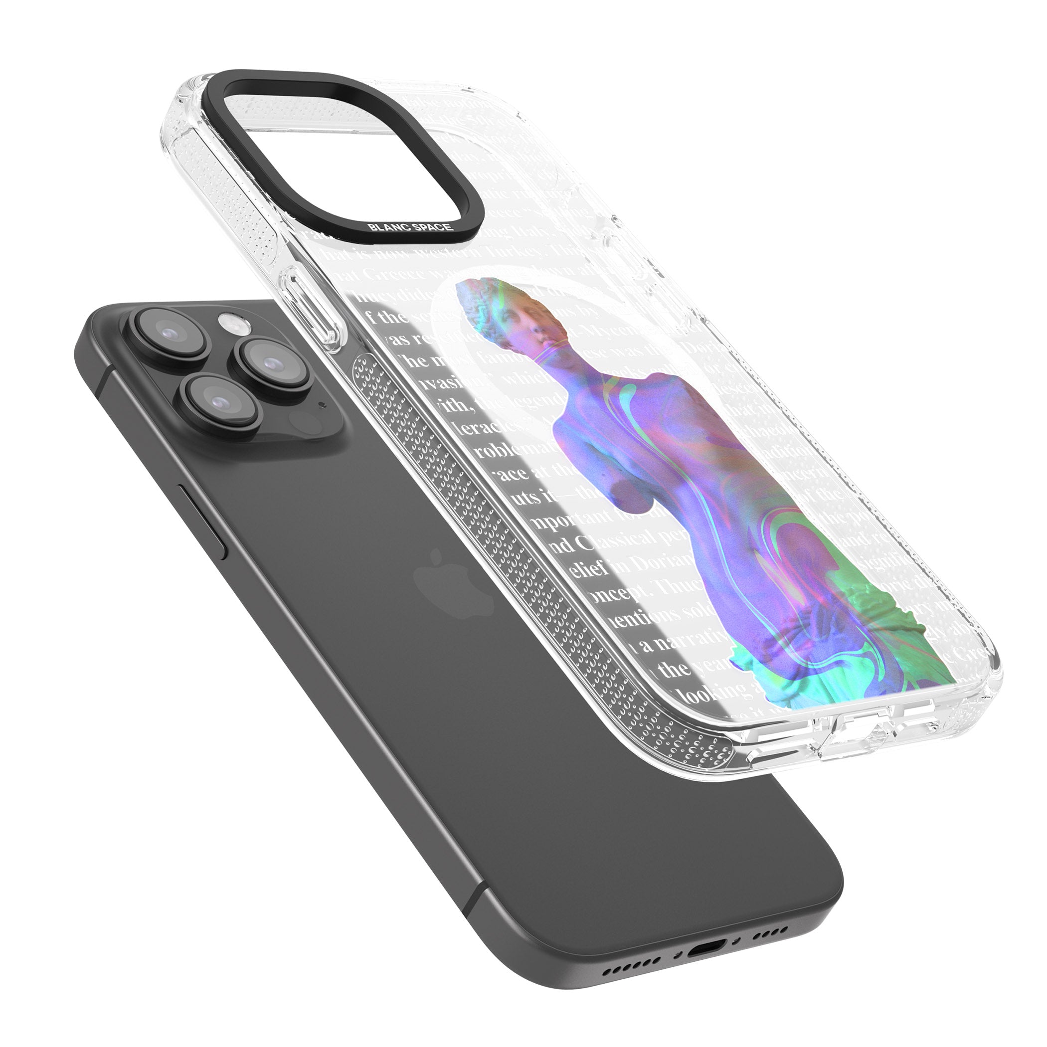 Iridescent De Milo iPhone 15 Pro Max / 15 Pro / 14 Pro Max / 14 Pro / 13 Pro Clear Case Impact Air - Blanc Space