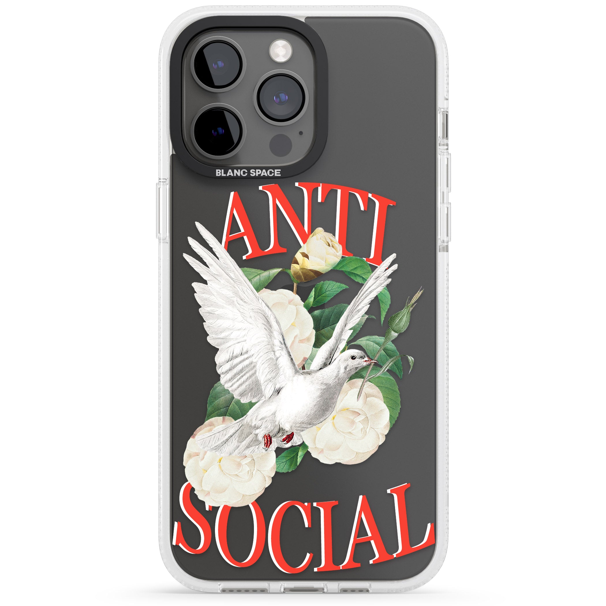 Anti-Social iPhone 15 Pro Max / 15 Pro / 14 Pro Max / 14 Pro / 13 Pro Clear Case Impact Air - Blanc Space