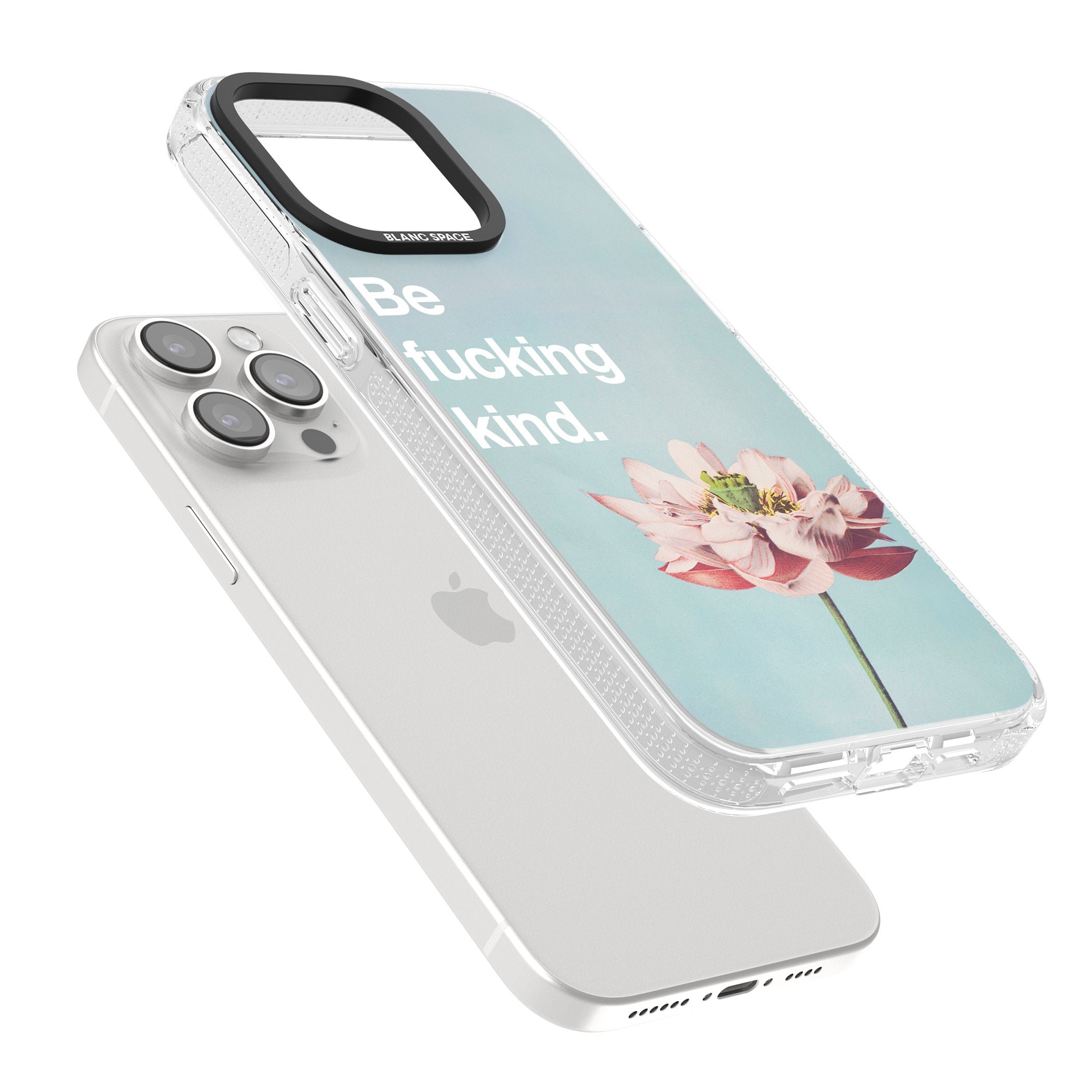 Be f*cking kind iPhone 15 Pro Max / 15 Pro / 14 Pro Max / 14 Pro / 13 Pro Clear Case Impact Air - Blanc Space