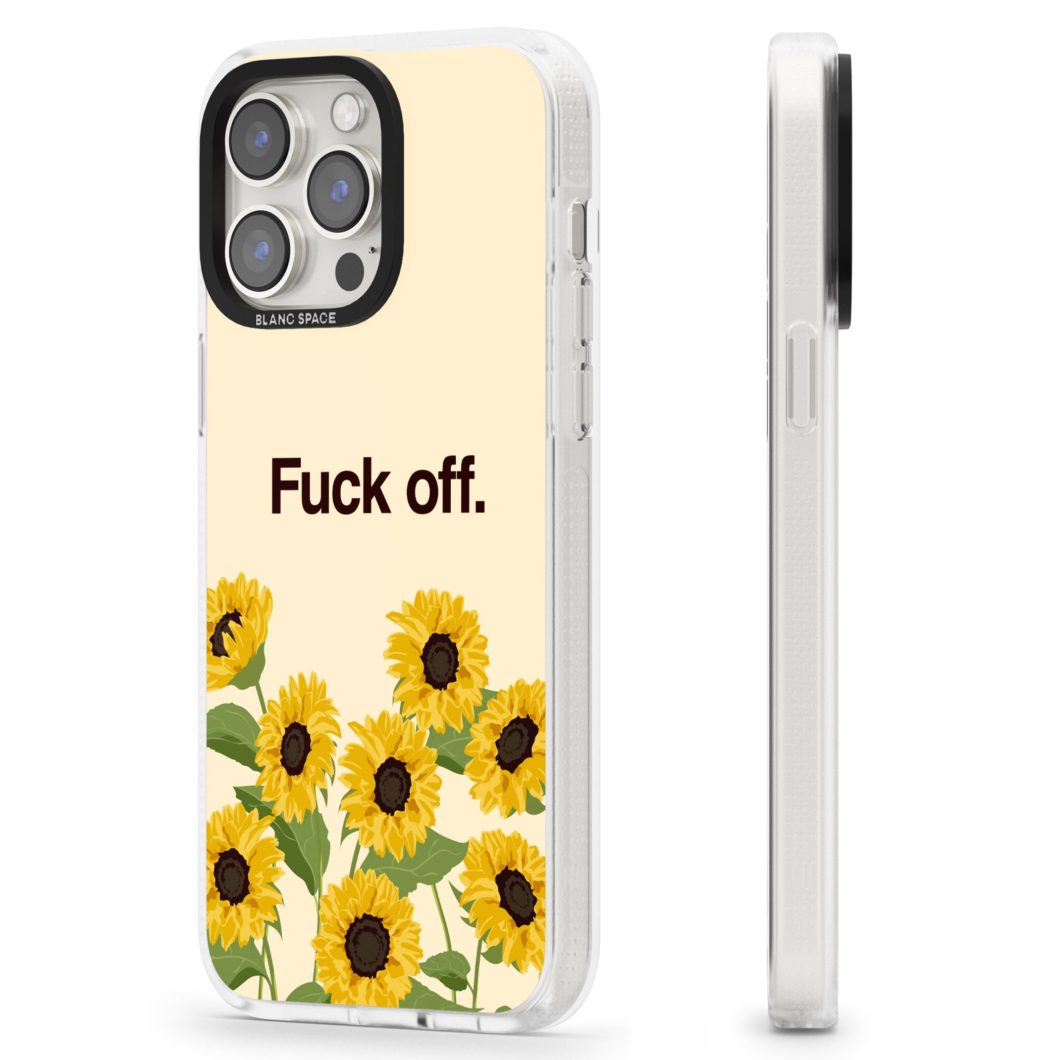 F*ck off iPhone 15 Pro Max / 15 Pro / 14 Pro Max / 14 Pro / 13 Pro Clear Case Impact Air - Blanc Space