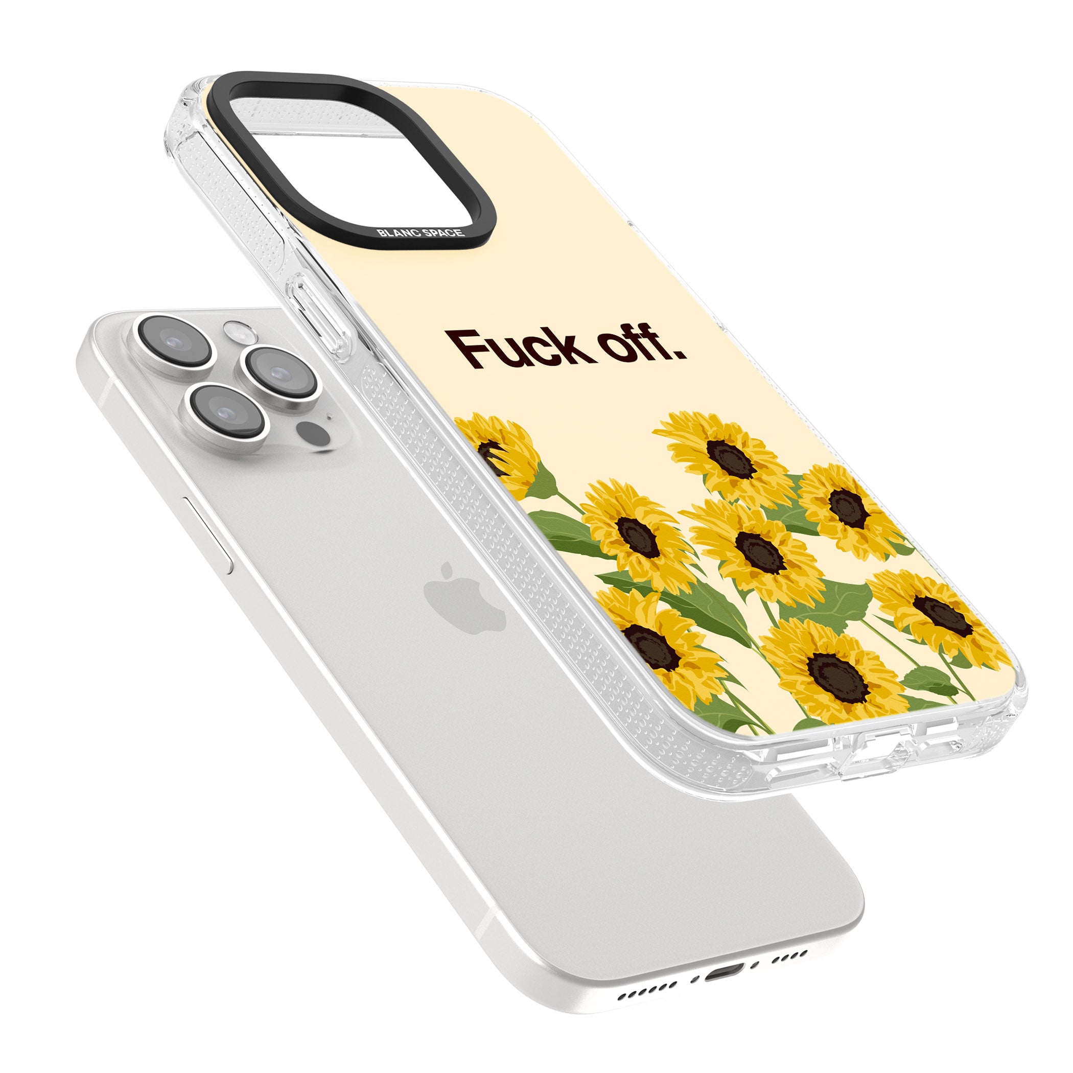 F*ck off iPhone 15 Pro Max / 15 Pro / 14 Pro Max / 14 Pro / 13 Pro Clear Case Impact Air - Blanc Space