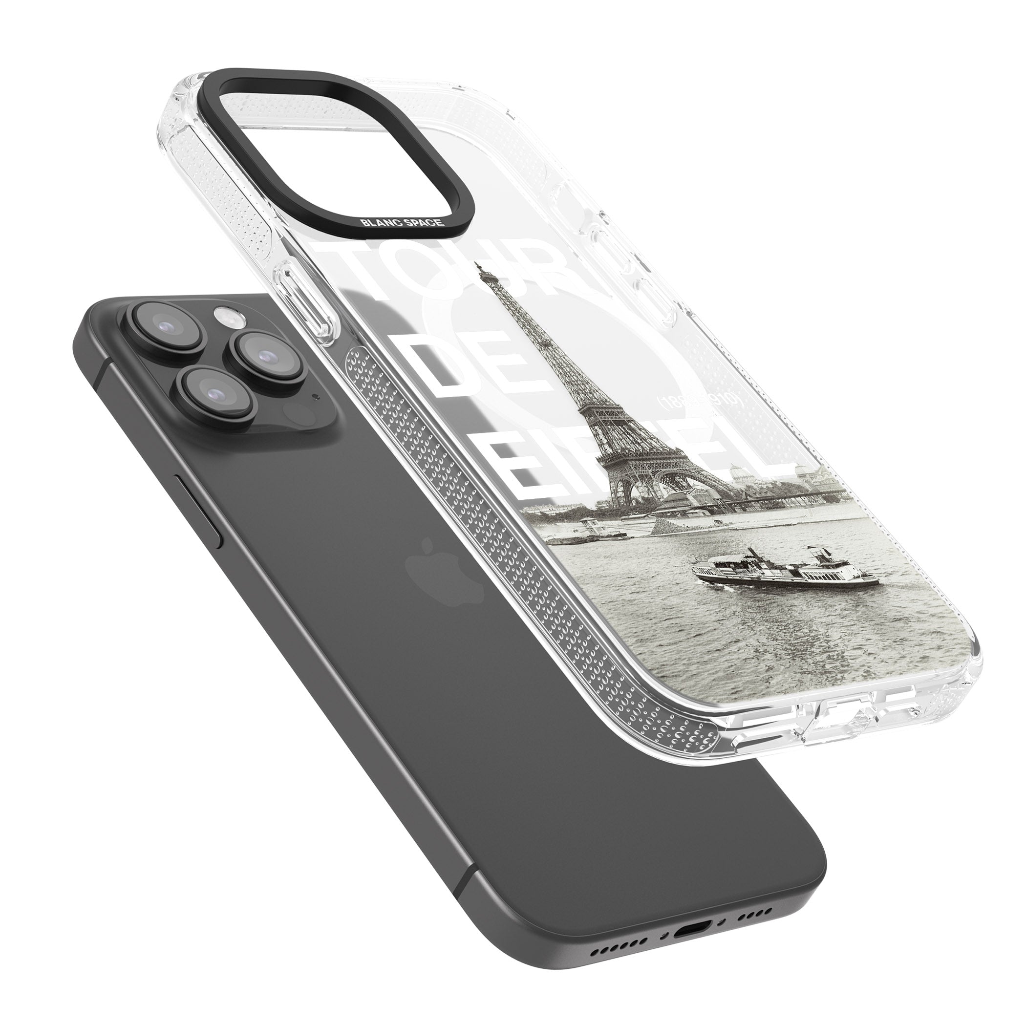 TOUR DE EIFFEL iPhone 15 Pro Max / 15 Pro / 14 Pro Max / 14 Pro / 13 Pro Clear Case Impact Air - Blanc Space